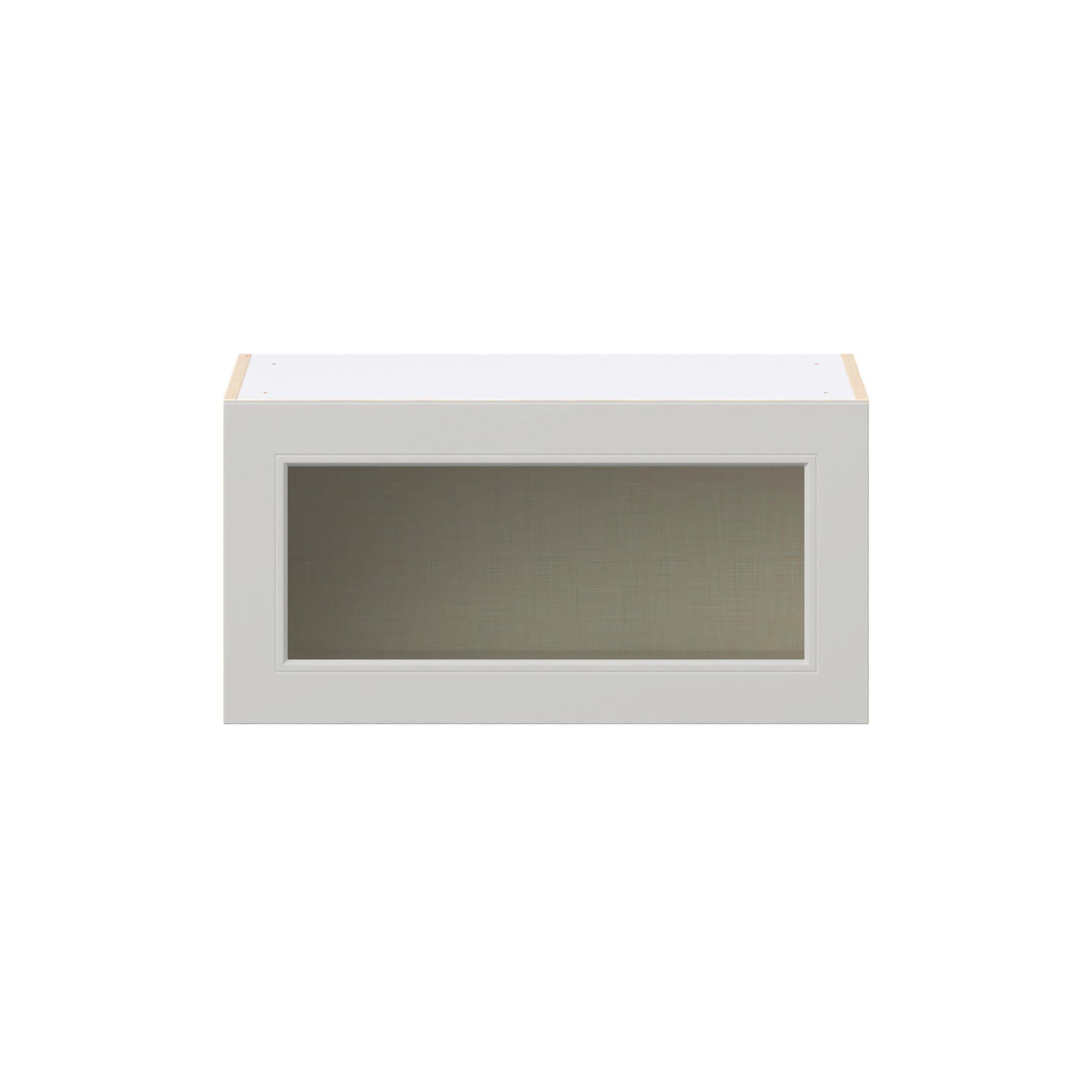 Lenox 30 in. Painted Light Gray Lift Up Wall Cabinet with Glass Door