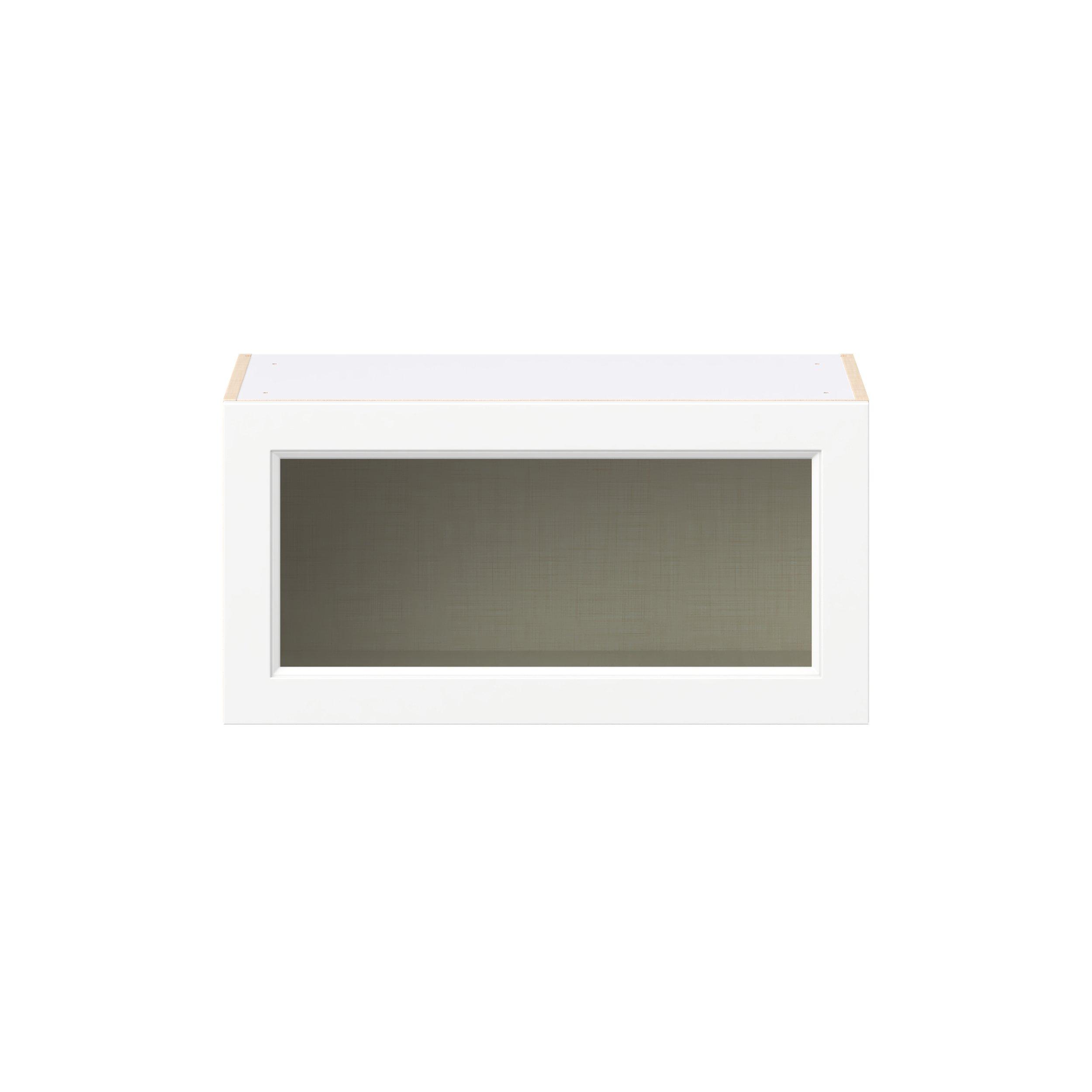 Peachtree 30 in. Painted Bright White Lift Up Wall Cabinet with Glass Door