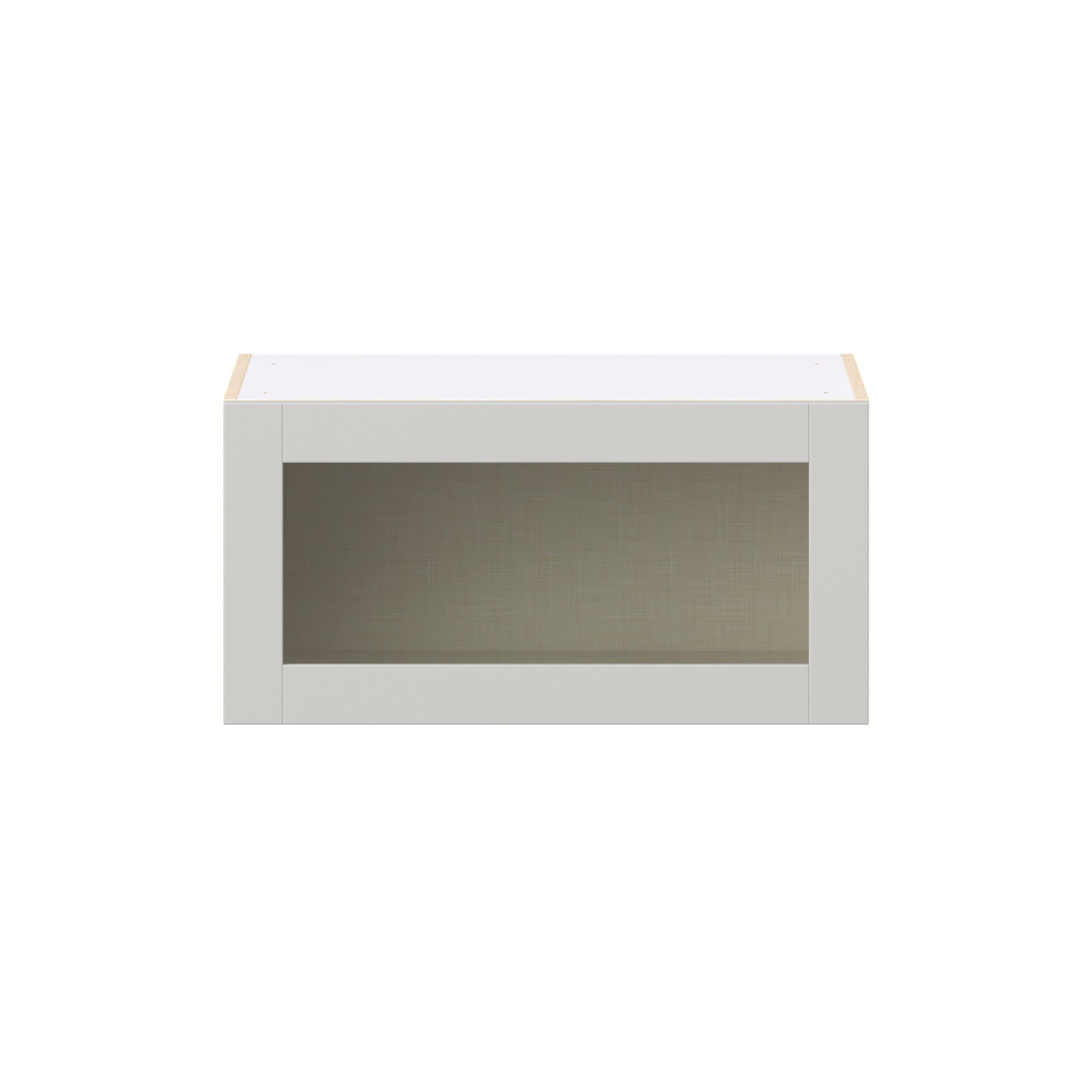 Summerhill 30 in. Light Gray Lift Up Wall Cabinet with Glass Door
