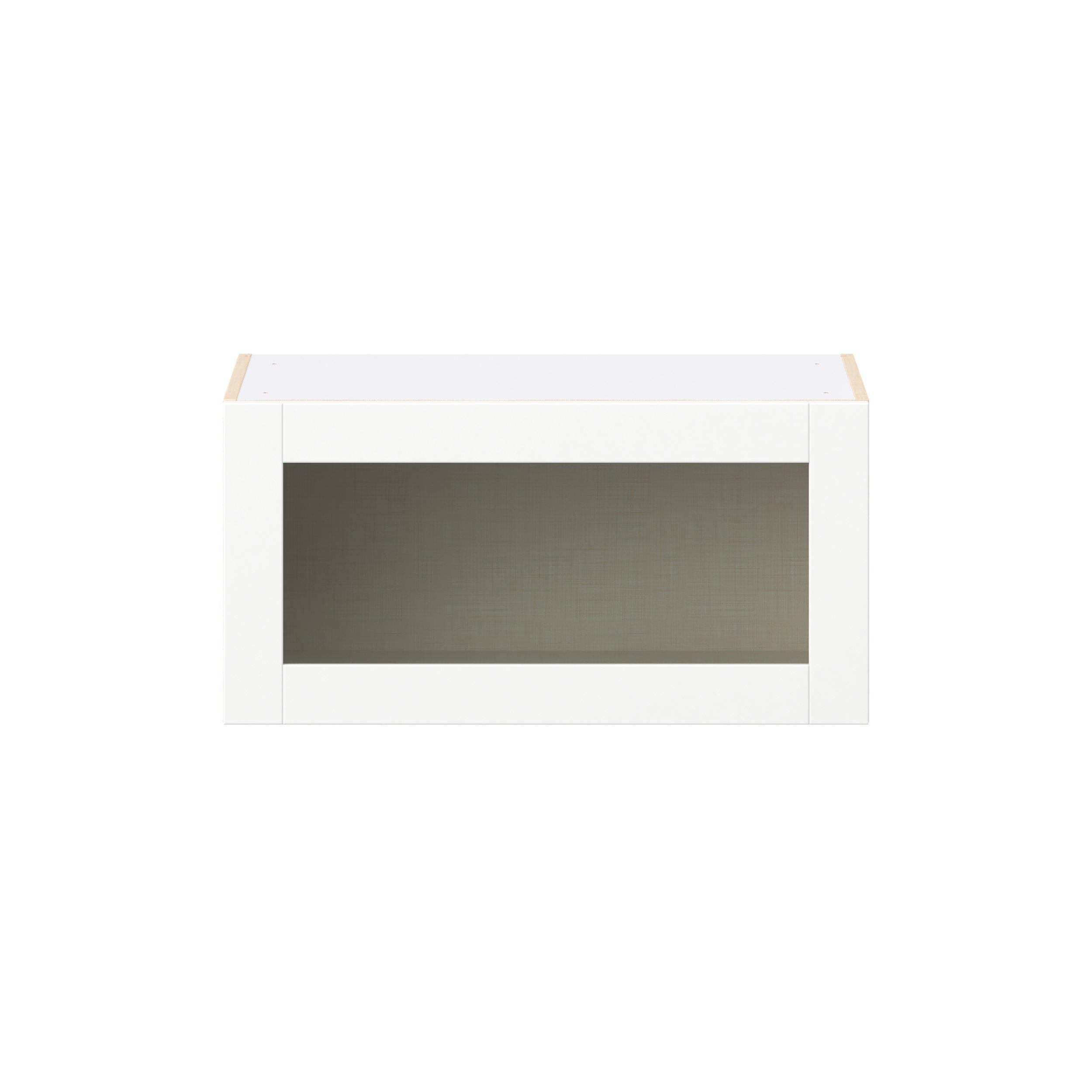 Summerhill 30 in. Bright White Lift Up Wall Cabinet with Glass Door