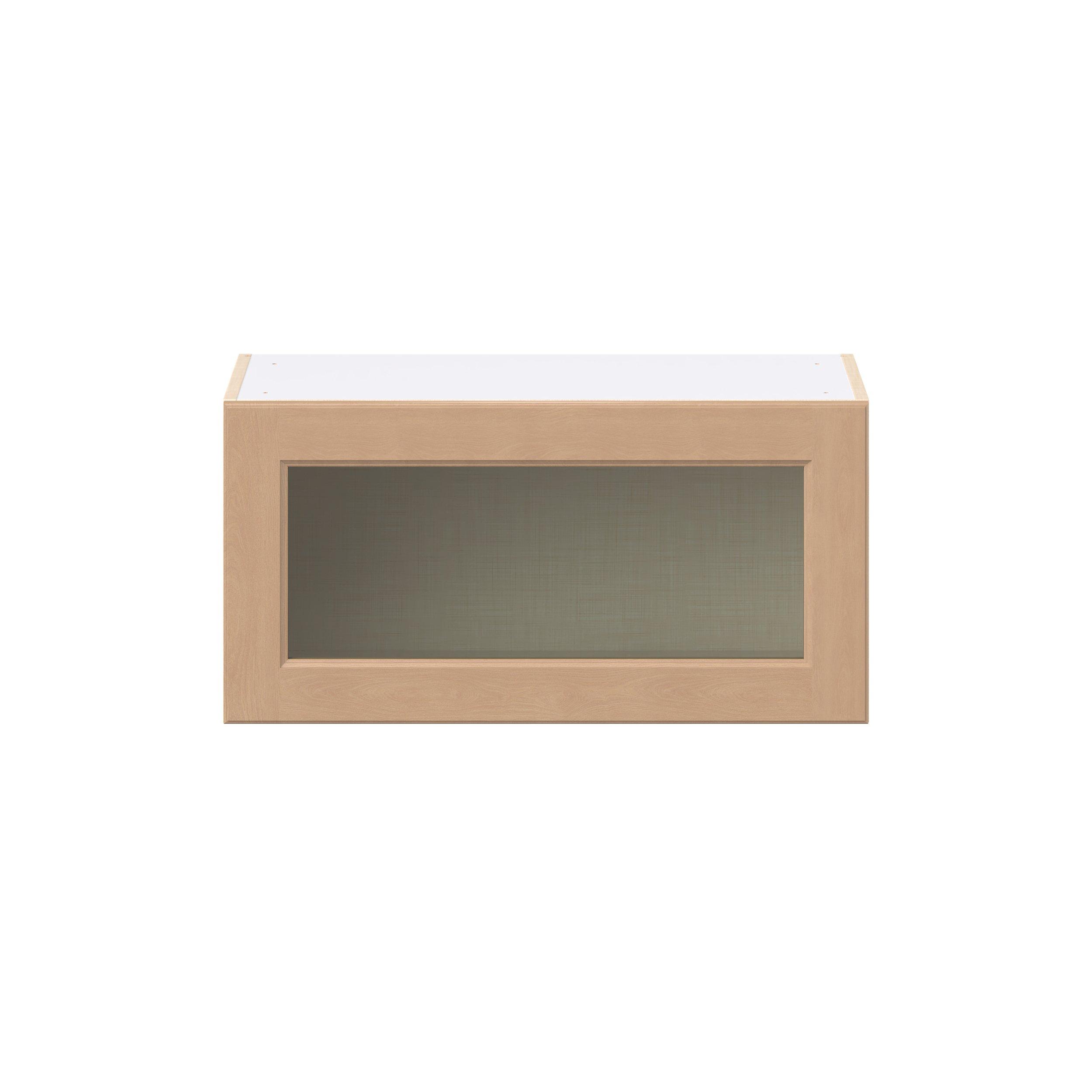 Sugarhill 30 in. Stained Sugar Cookie Lift Up Wall Cabinet with Glass Door