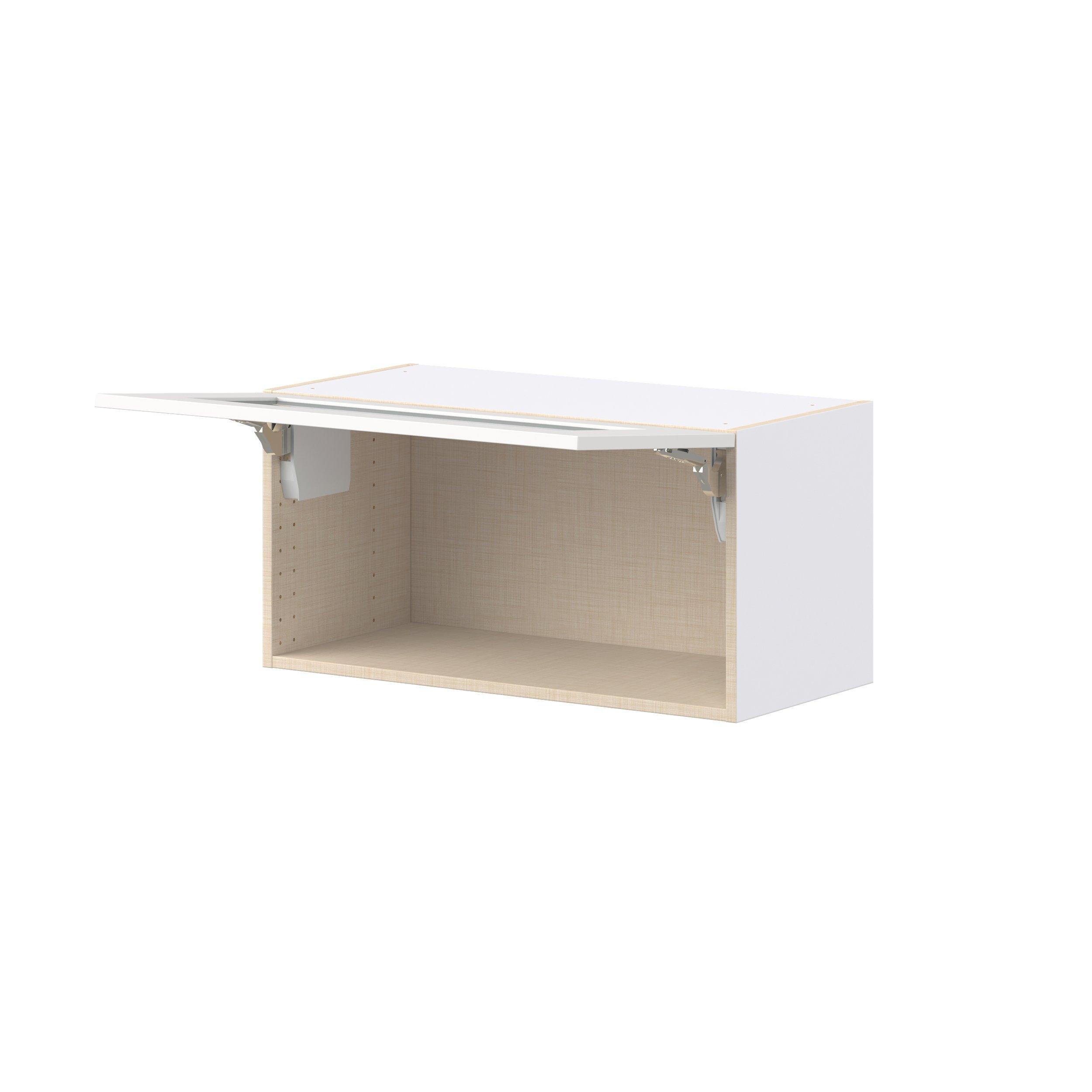 Candler 30 in. Painted Warm White Lift Up Wall Cabinet with Glass Door