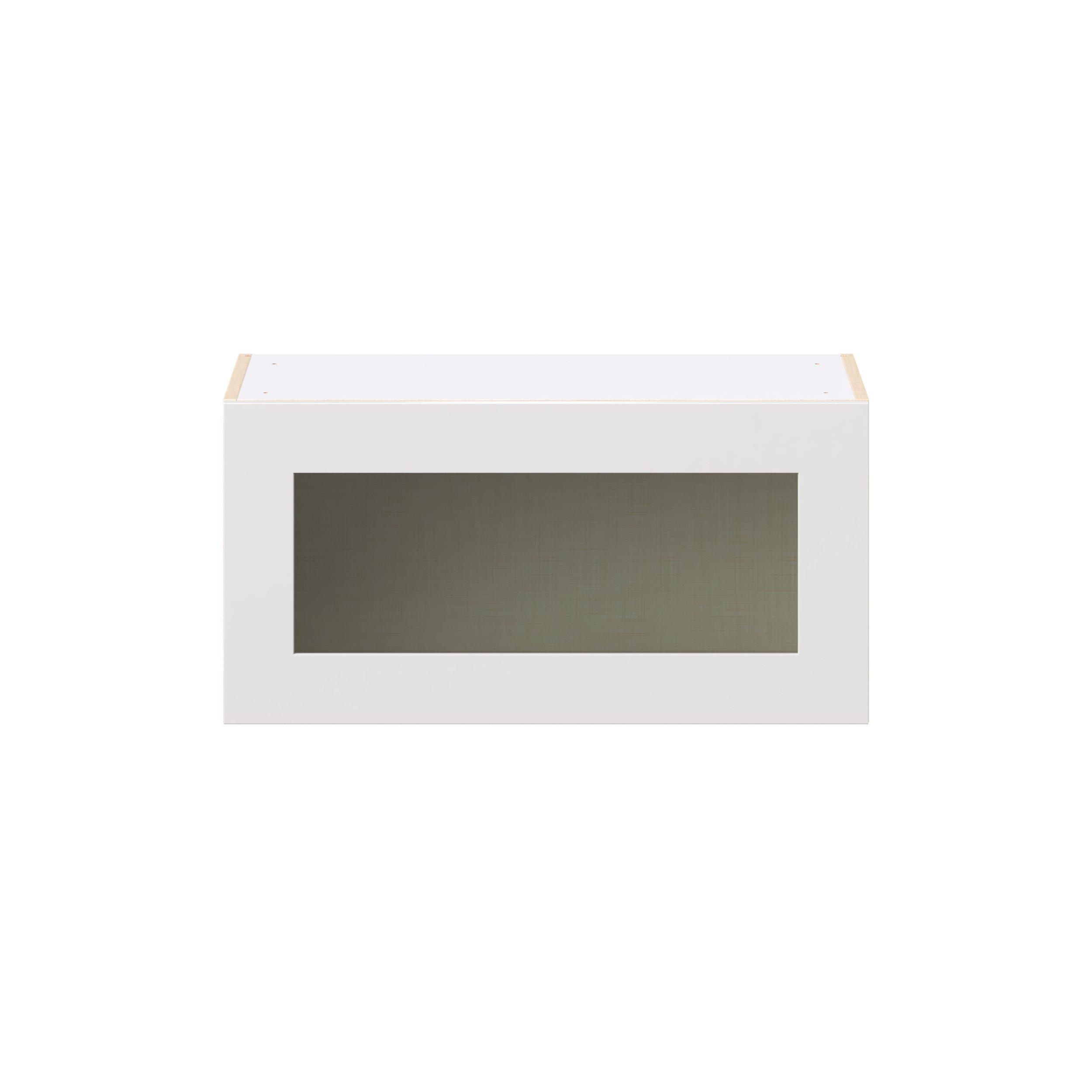 Candler 30 in. Painted Warm White Lift Up Wall Cabinet with Glass Door
