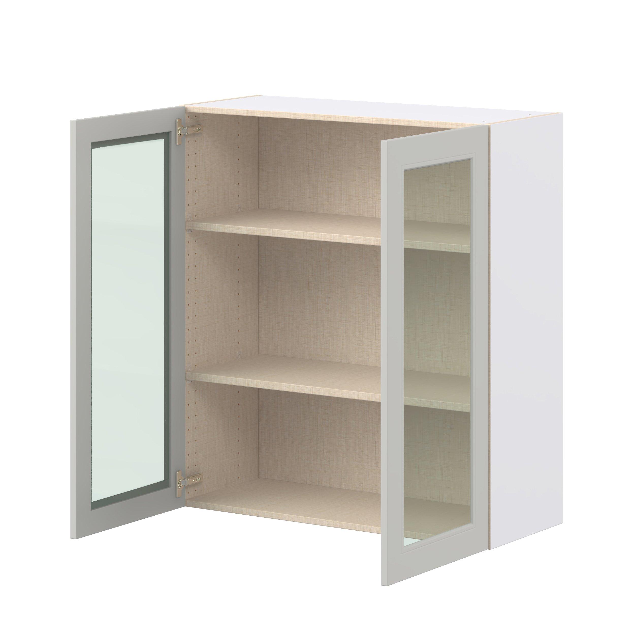 Lenox 36 in. Painted Light Gray Wall Cabinet with Glass Door