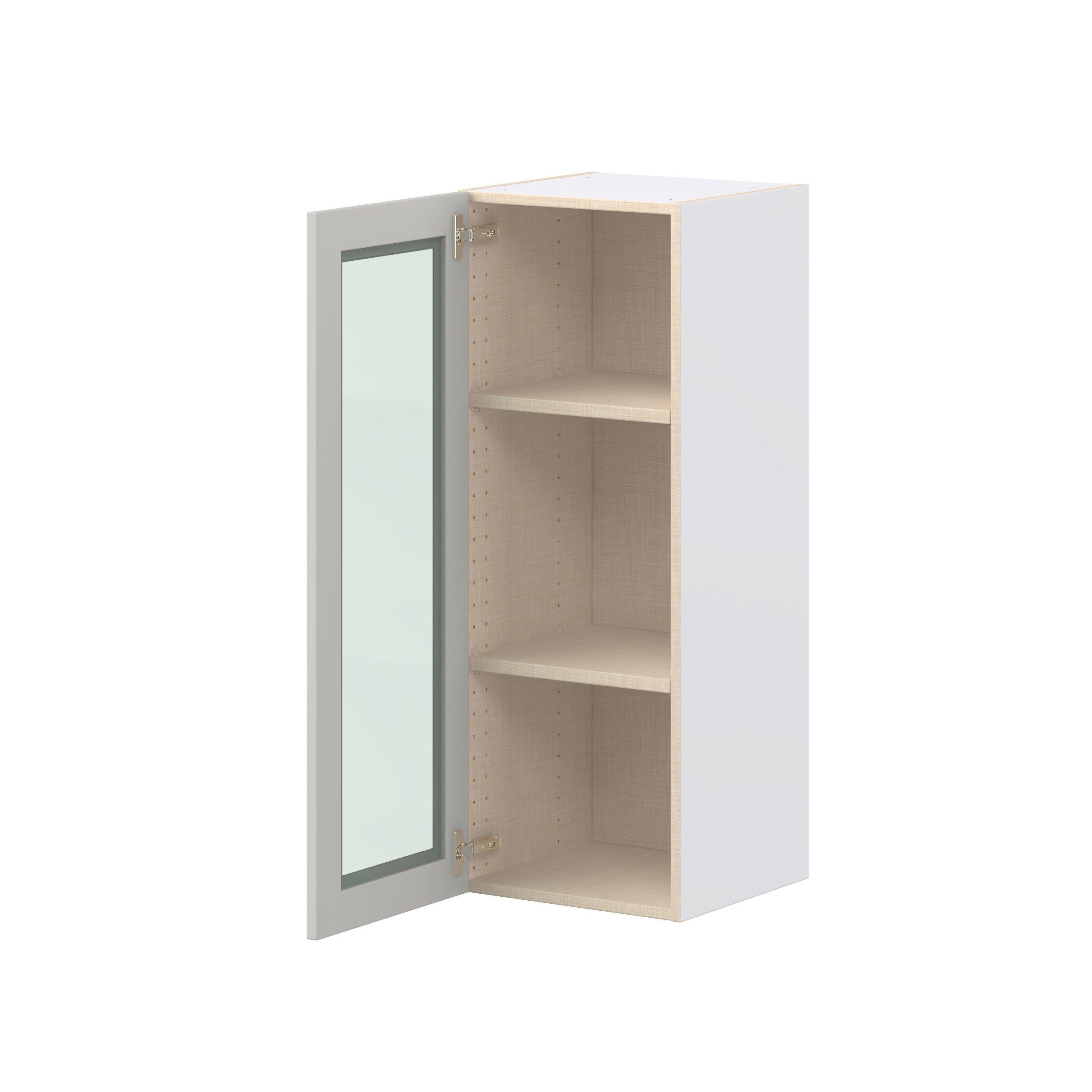 Lenox 15 in. Painted Light Gray Wall Cabinet with Glass Door