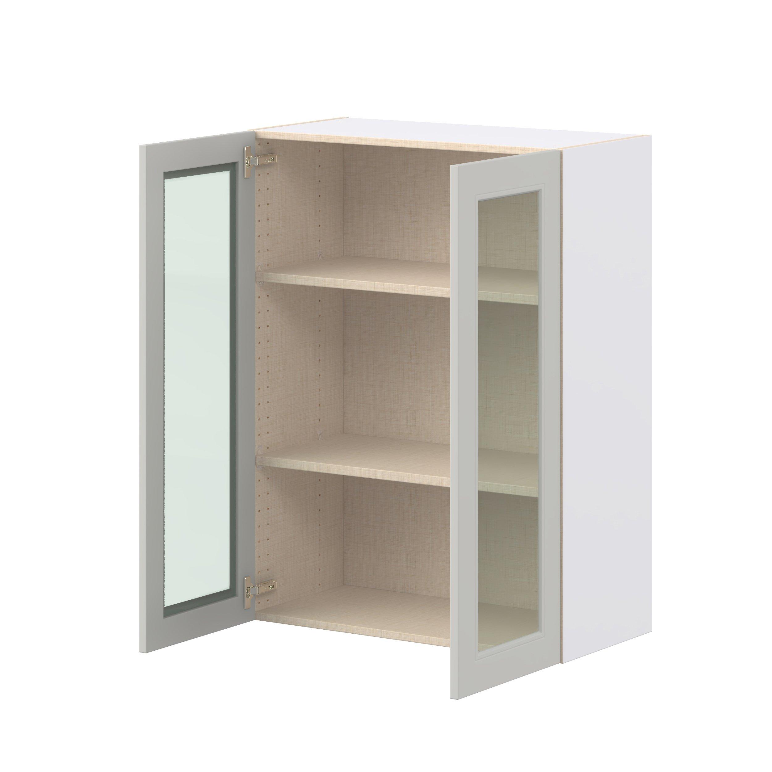 Lenox 30 in. Painted Light Gray Wall Cabinet with Glass Door