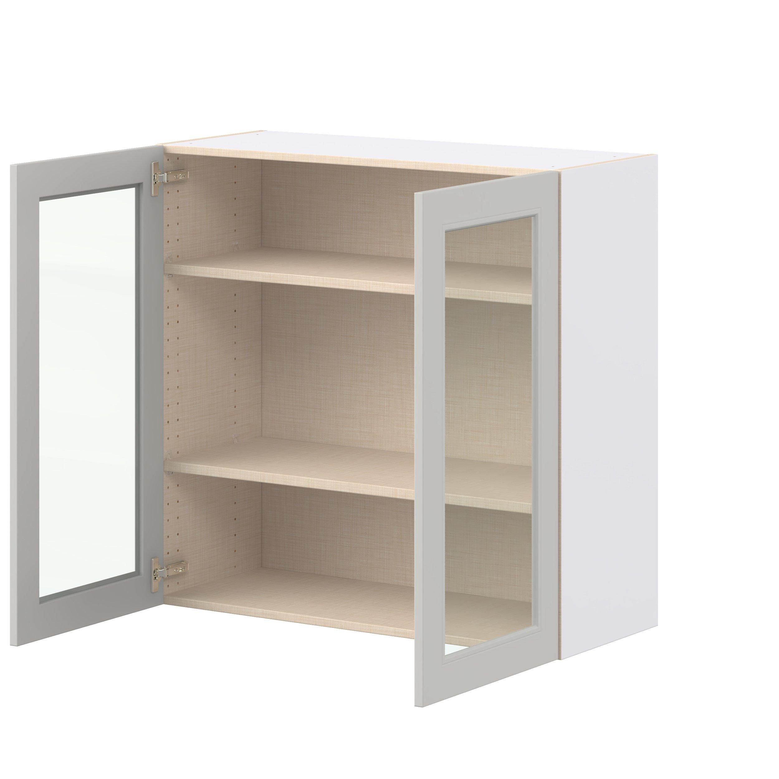 Lenox 36 in. Painted Light Gray Wall Cabinet with Glass Door