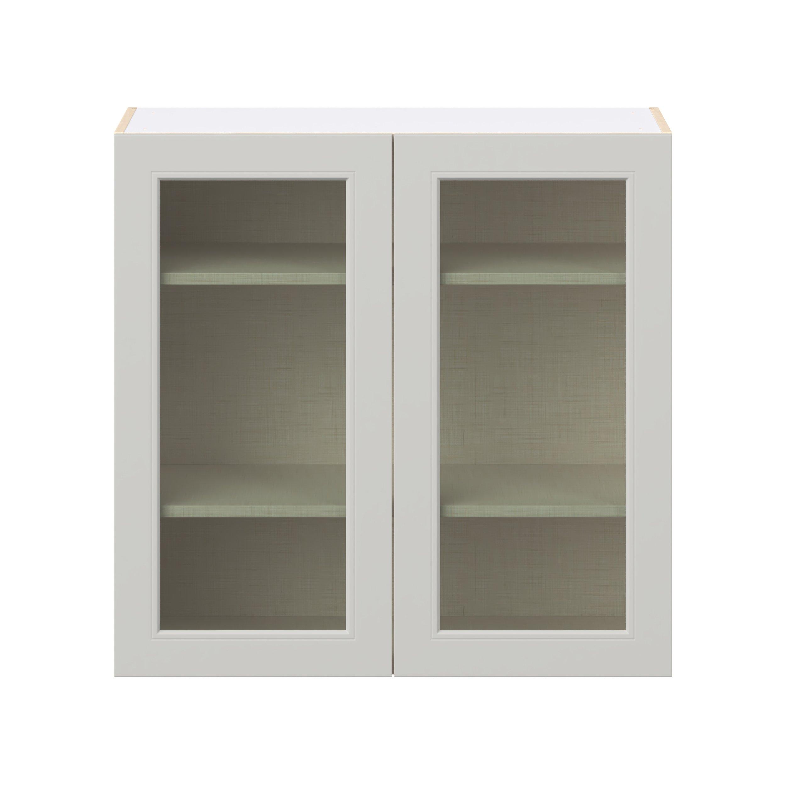 Lenox 36 in. Painted Light Gray Wall Cabinet with Glass Door