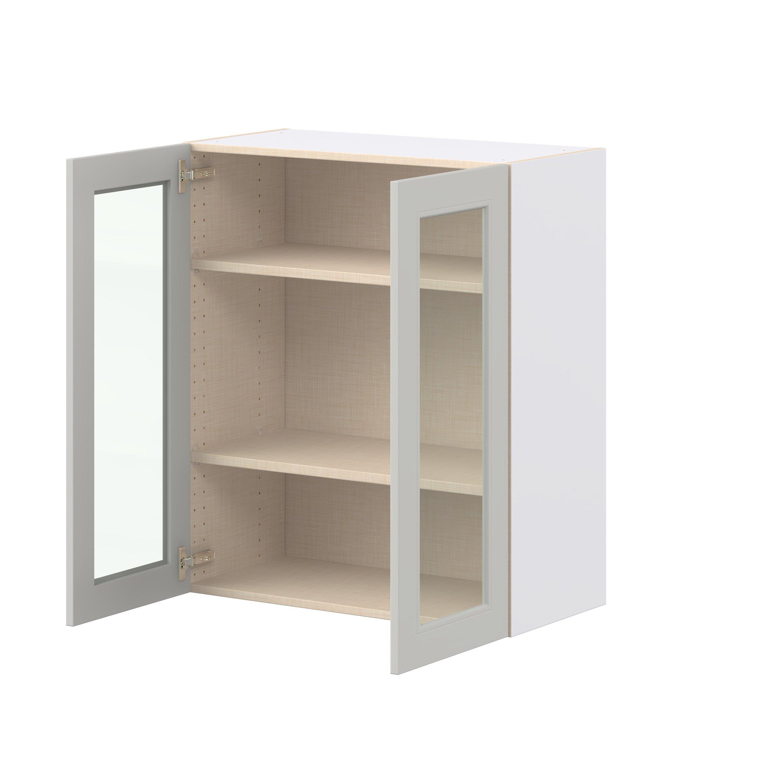 Lenox 30 in. Painted Light Gray Wall Cabinet with Glass Door