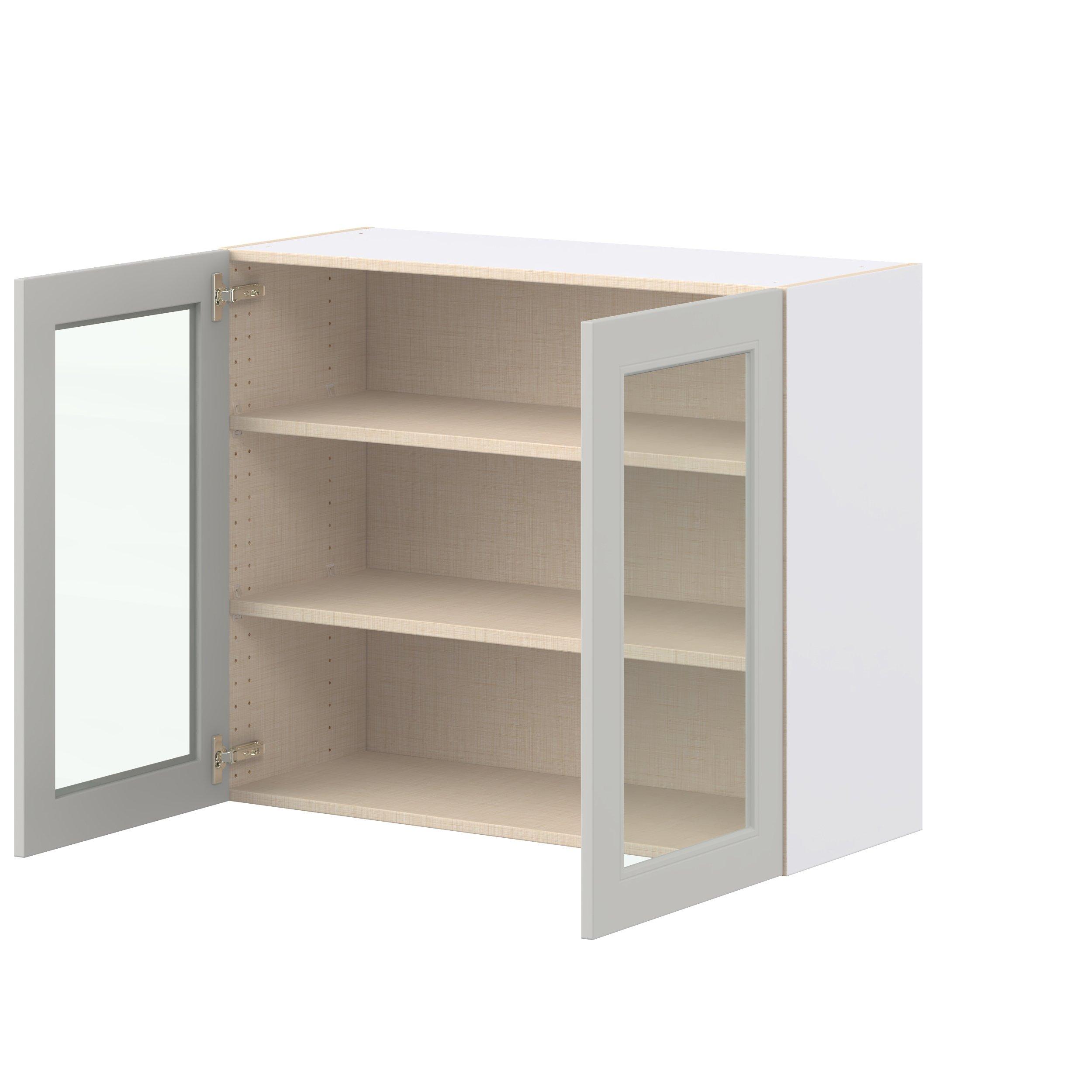 Lenox 36 in. Painted Light Gray Wall Cabinet with Glass Door