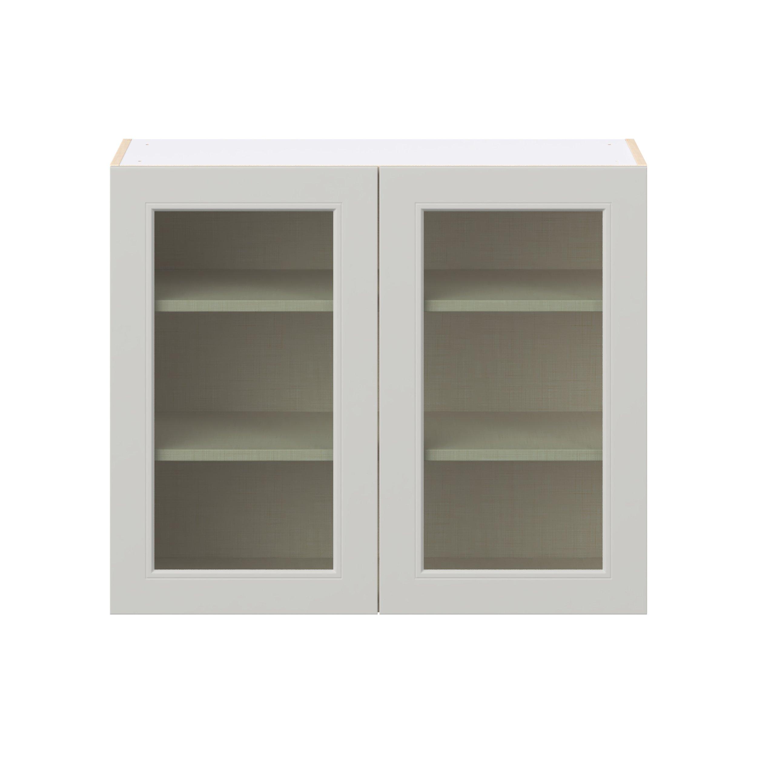 Lenox 36 in. Painted Light Gray Wall Cabinet with Glass Door
