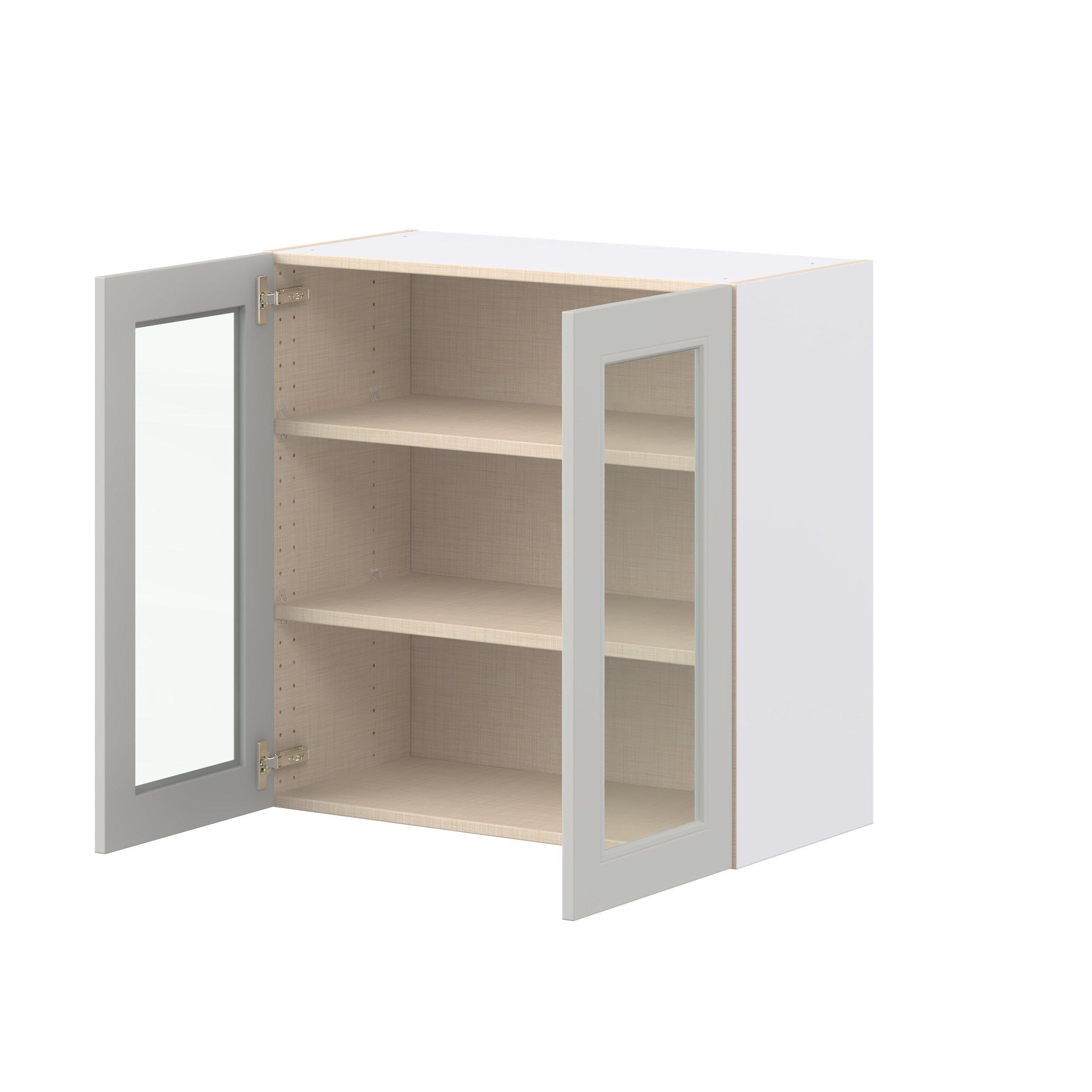 Lenox 30 in. Painted Light Gray Wall Cabinet with Glass Door