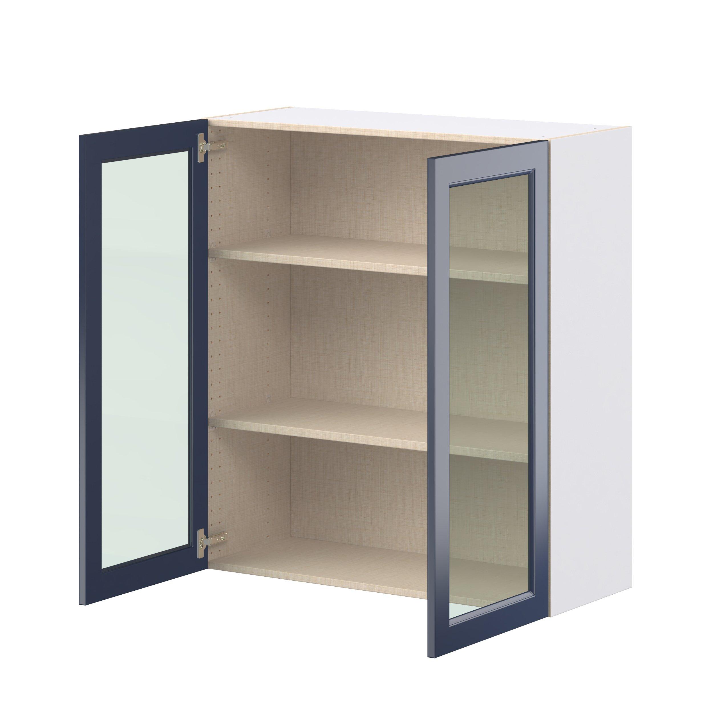 Peachtree 36 in. Painted Midnight Blue Wall Cabinet with Glass Door