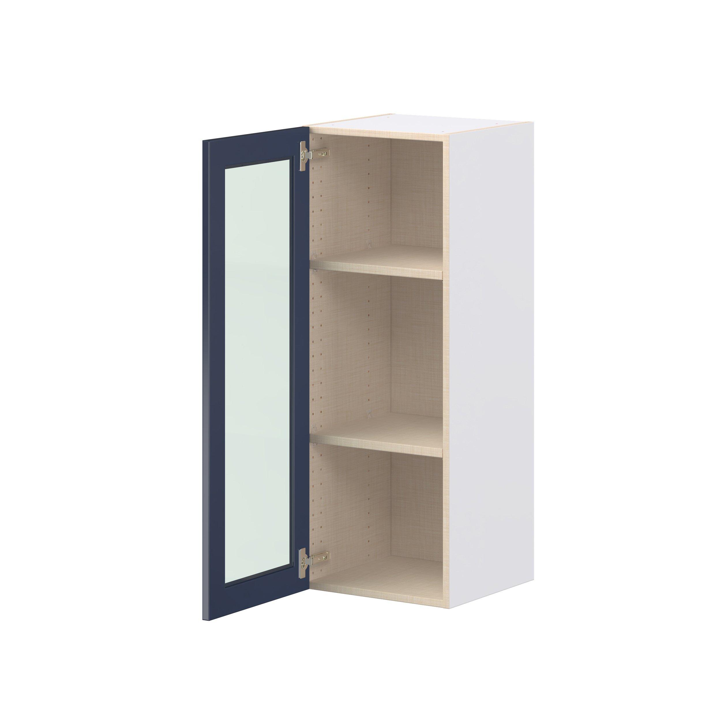 Peachtree 15 in. Painted Midnight Blue Wall Cabinet with Glass Door