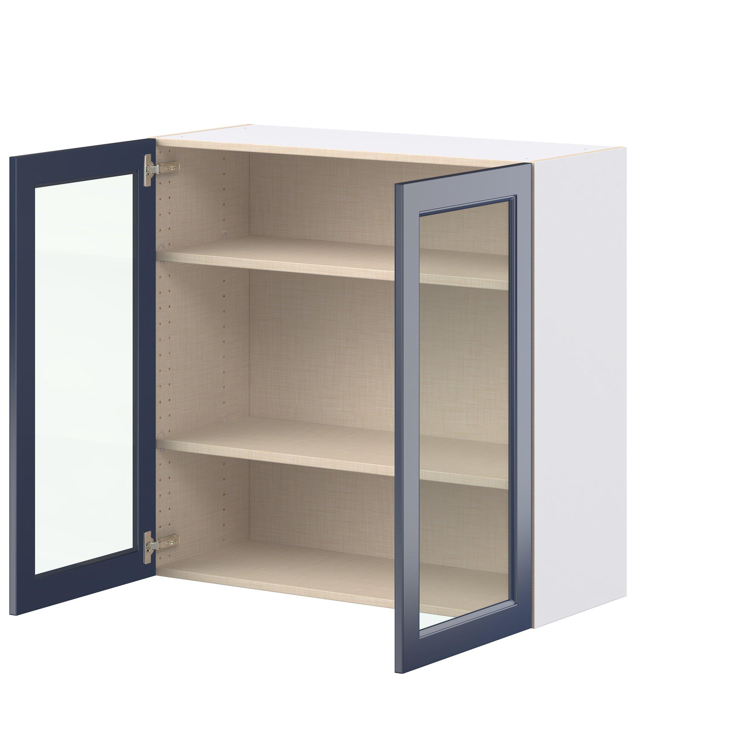 Peachtree 36 in. Painted Midnight Blue Wall Cabinet with Glass Door