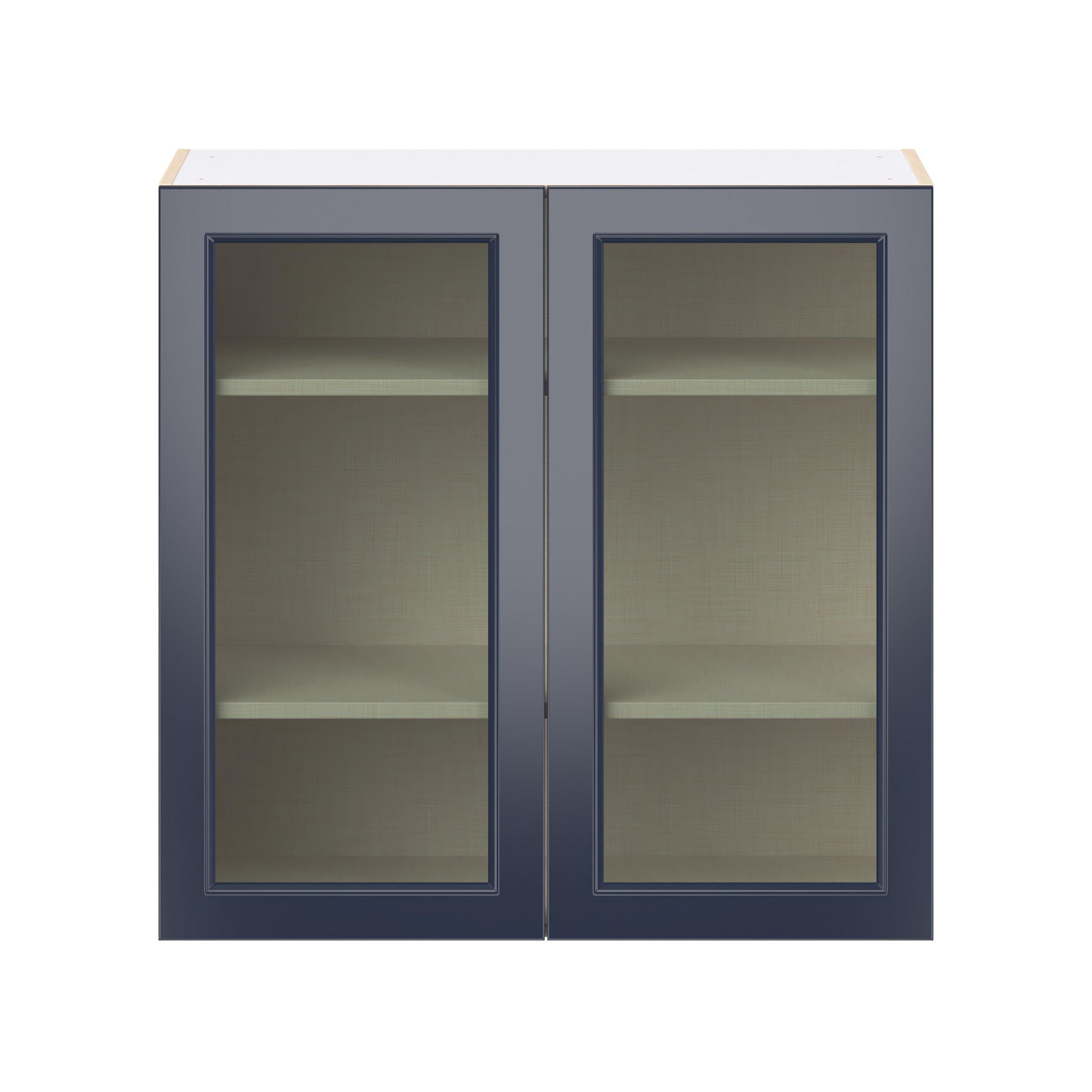 Peachtree 36 in. Painted Midnight Blue Wall Cabinet with Glass Door