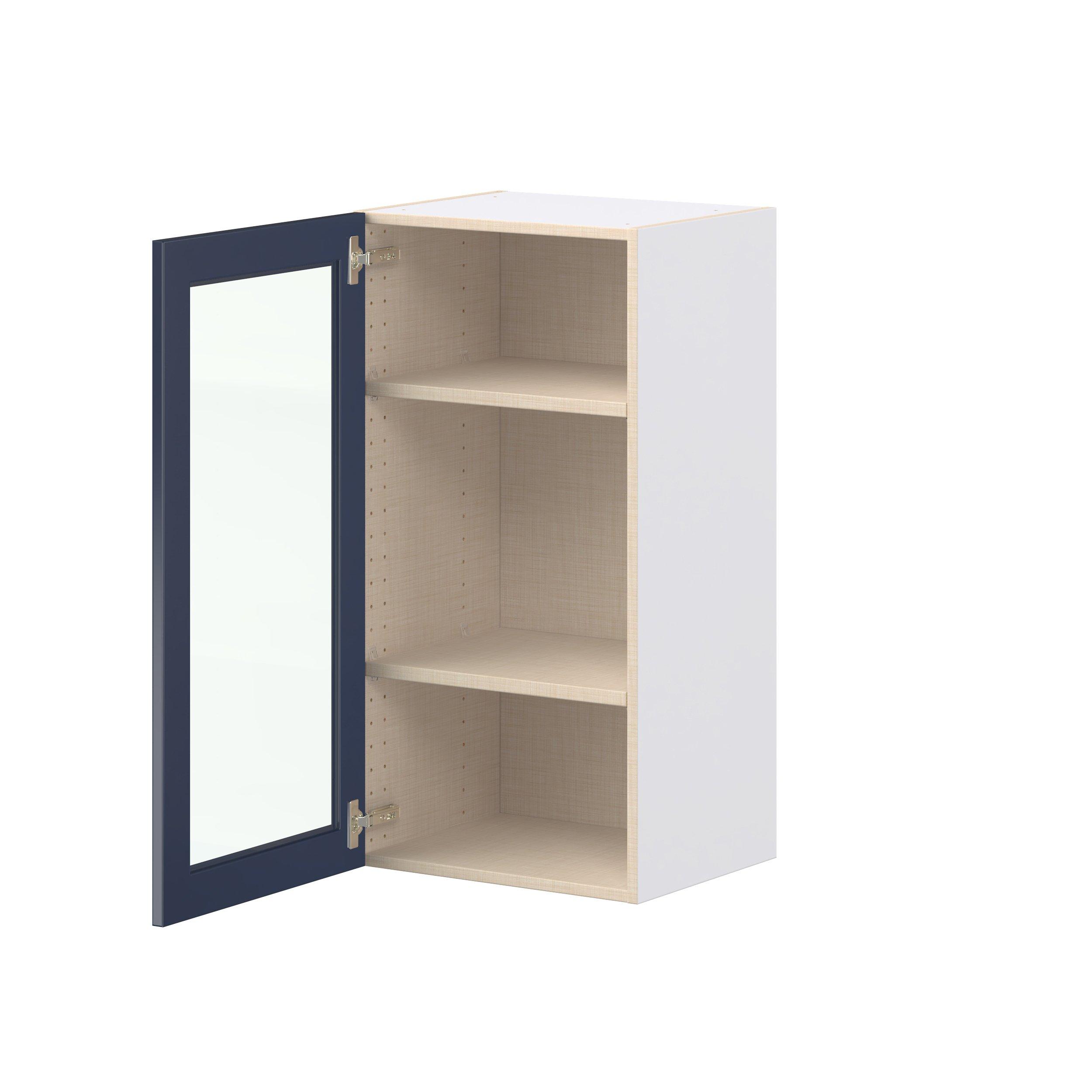 Peachtree 18 in. Painted Midnight Blue Wall Cabinet with Glass Door