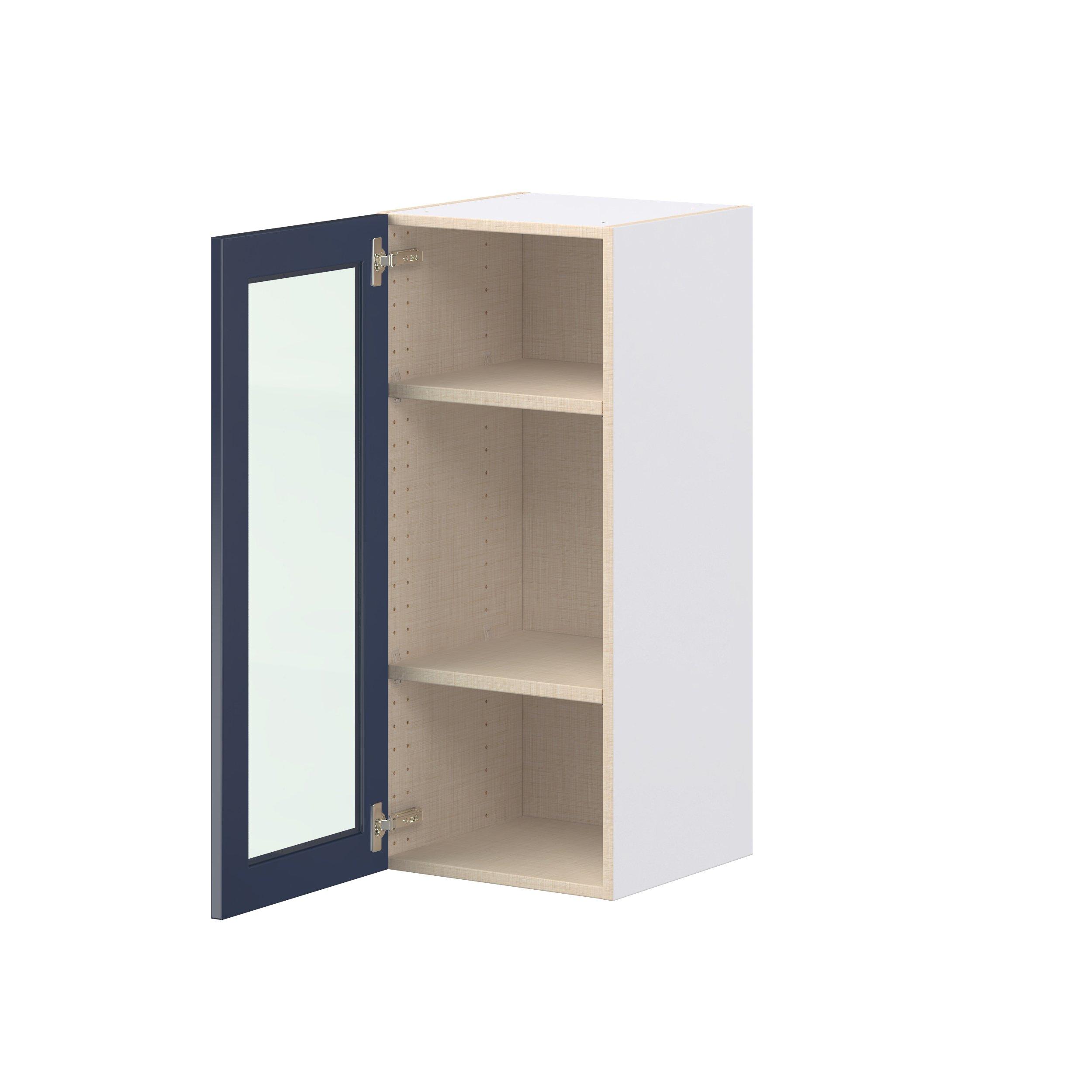 Peachtree 15 in. Painted Midnight Blue Wall Cabinet with Glass Door