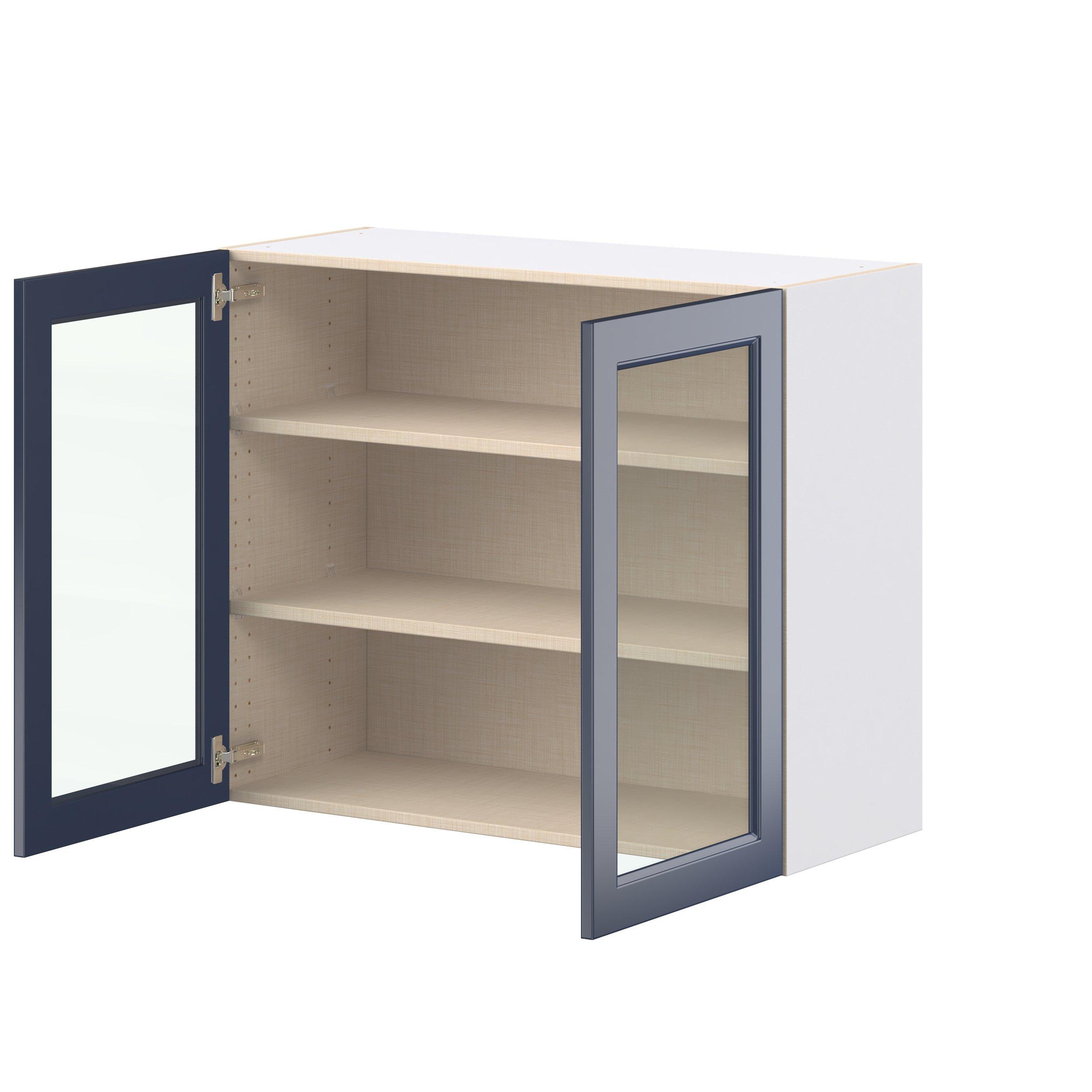 Peachtree 36 in. Painted Midnight Blue Wall Cabinet with Glass Door