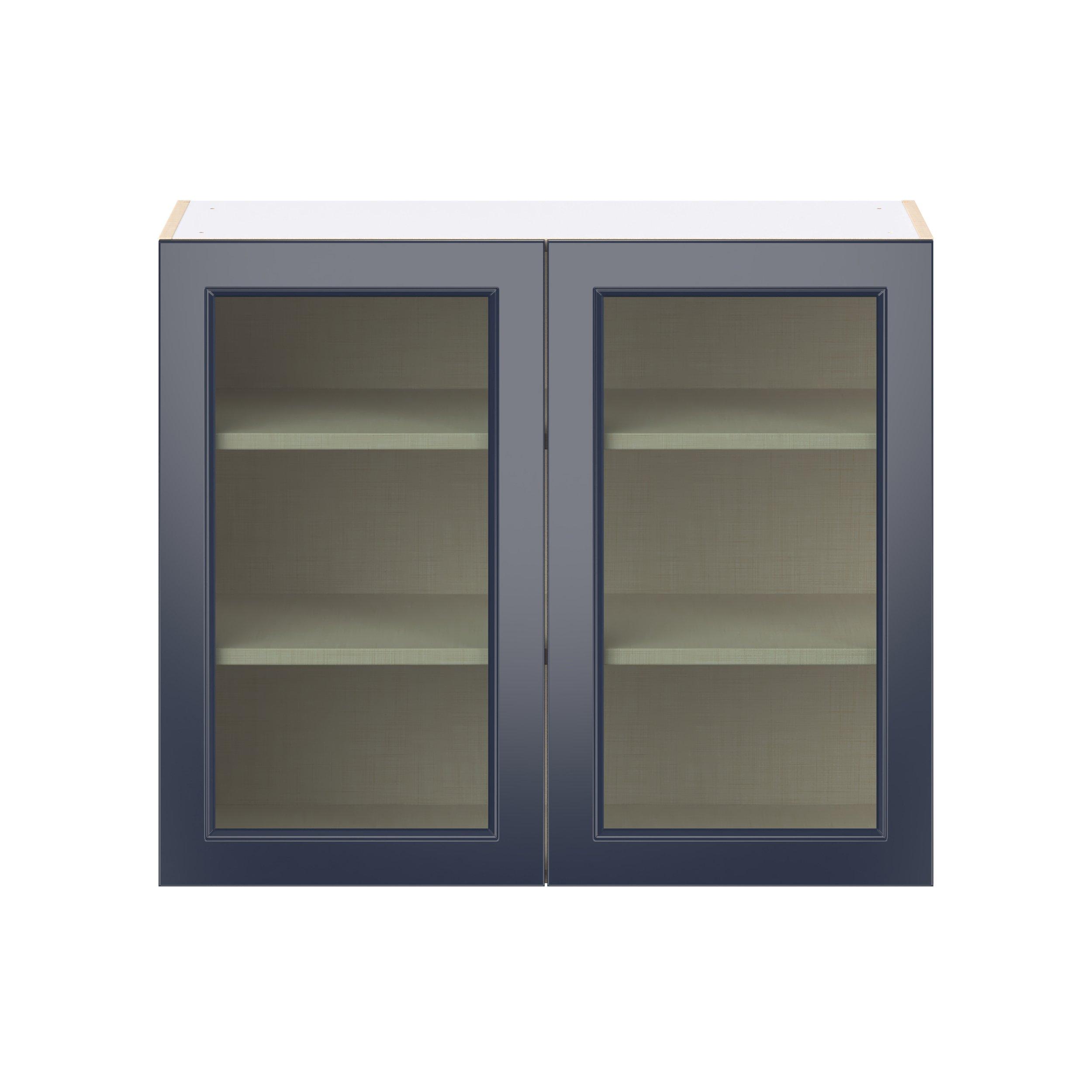 Peachtree 36 in. Painted Midnight Blue Wall Cabinet with Glass Door