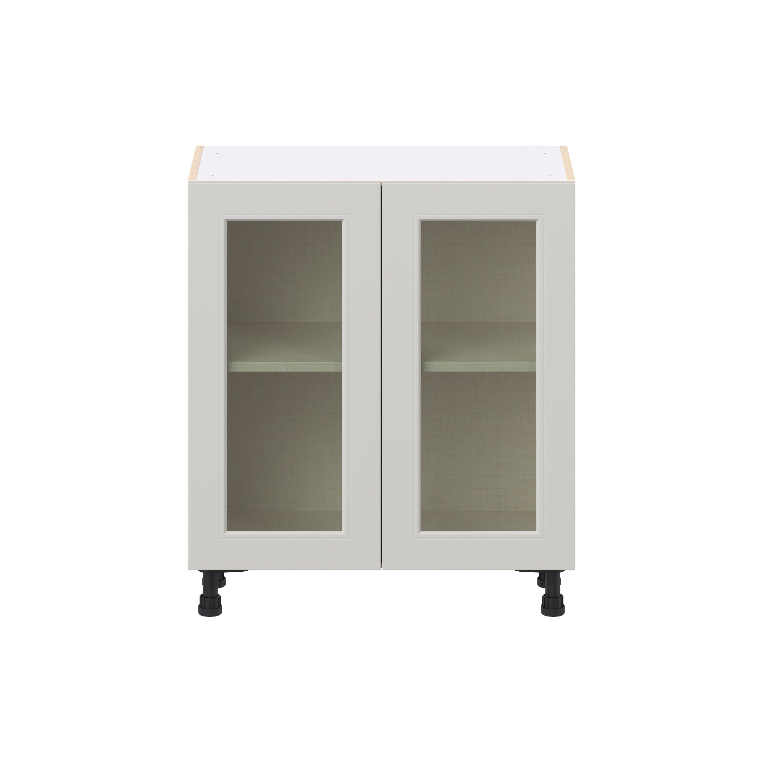 Lenox 30 in. Painted Light Gray Shallow Base Cabinet with Glass Door