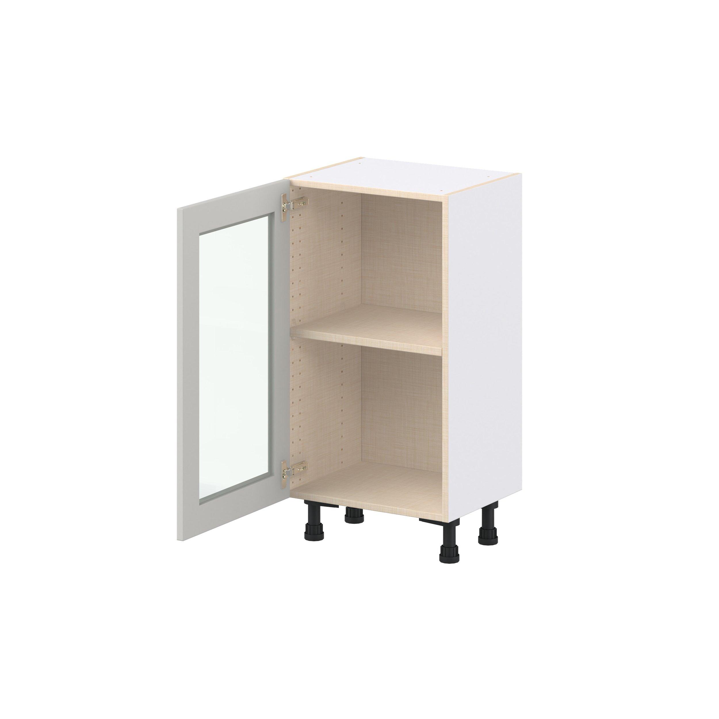Lenox 18 in. Painted Light Gray Shallow Base Cabinet with Glass Door