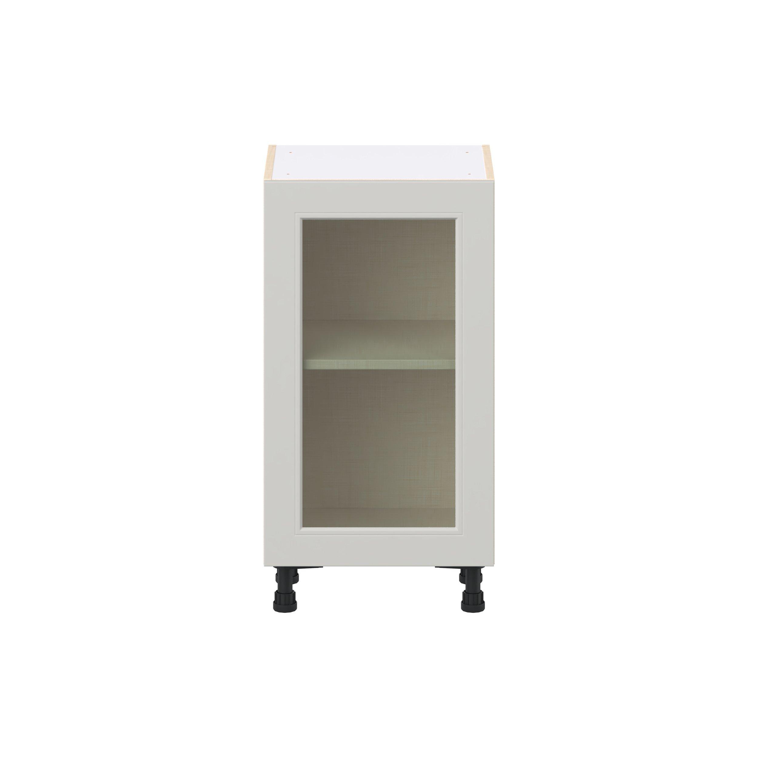 Lenox 18 in. Painted Light Gray Shallow Base Cabinet with Glass Door