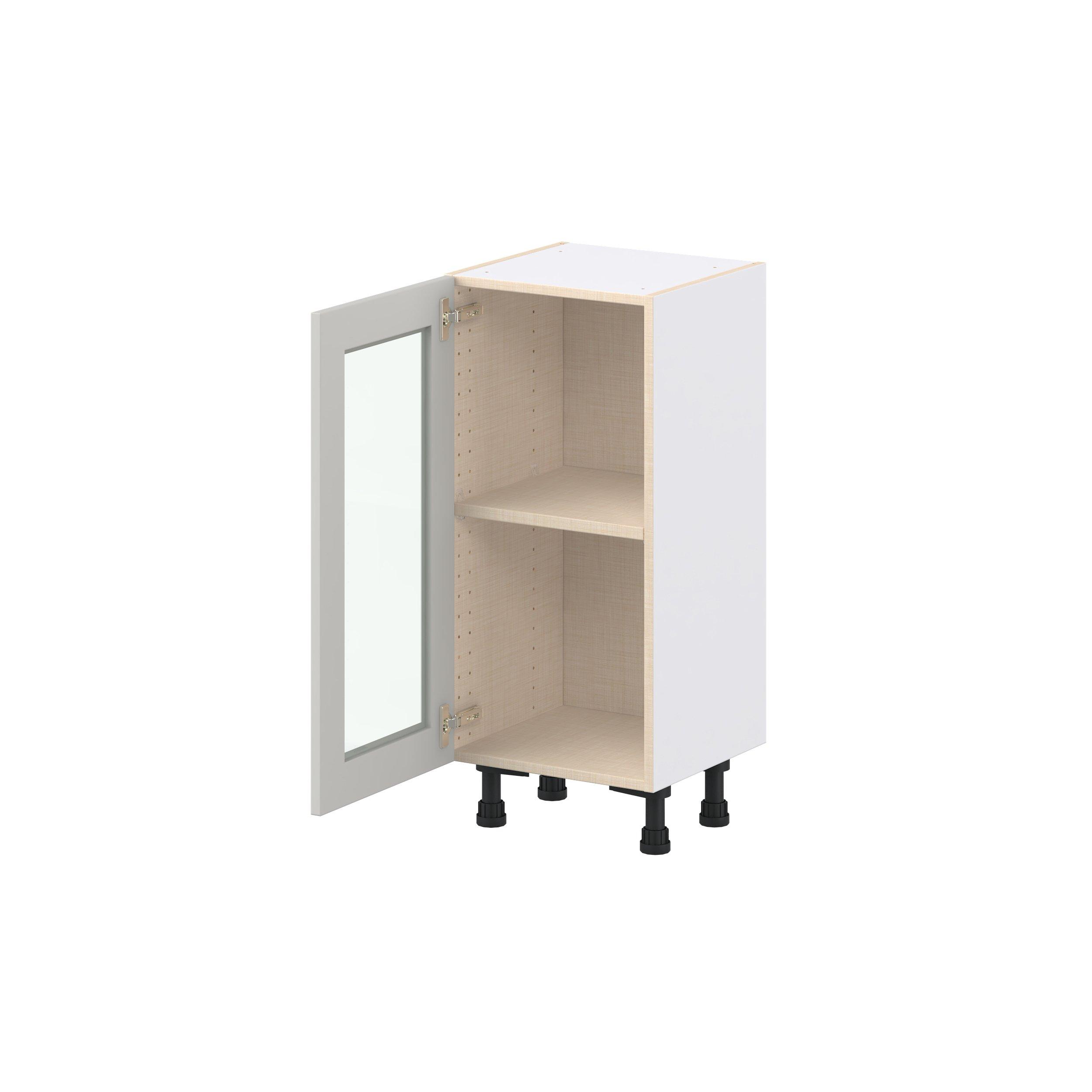 Lenox 15 in. Painted Light Gray Shallow Base Cabinet with Glass Door