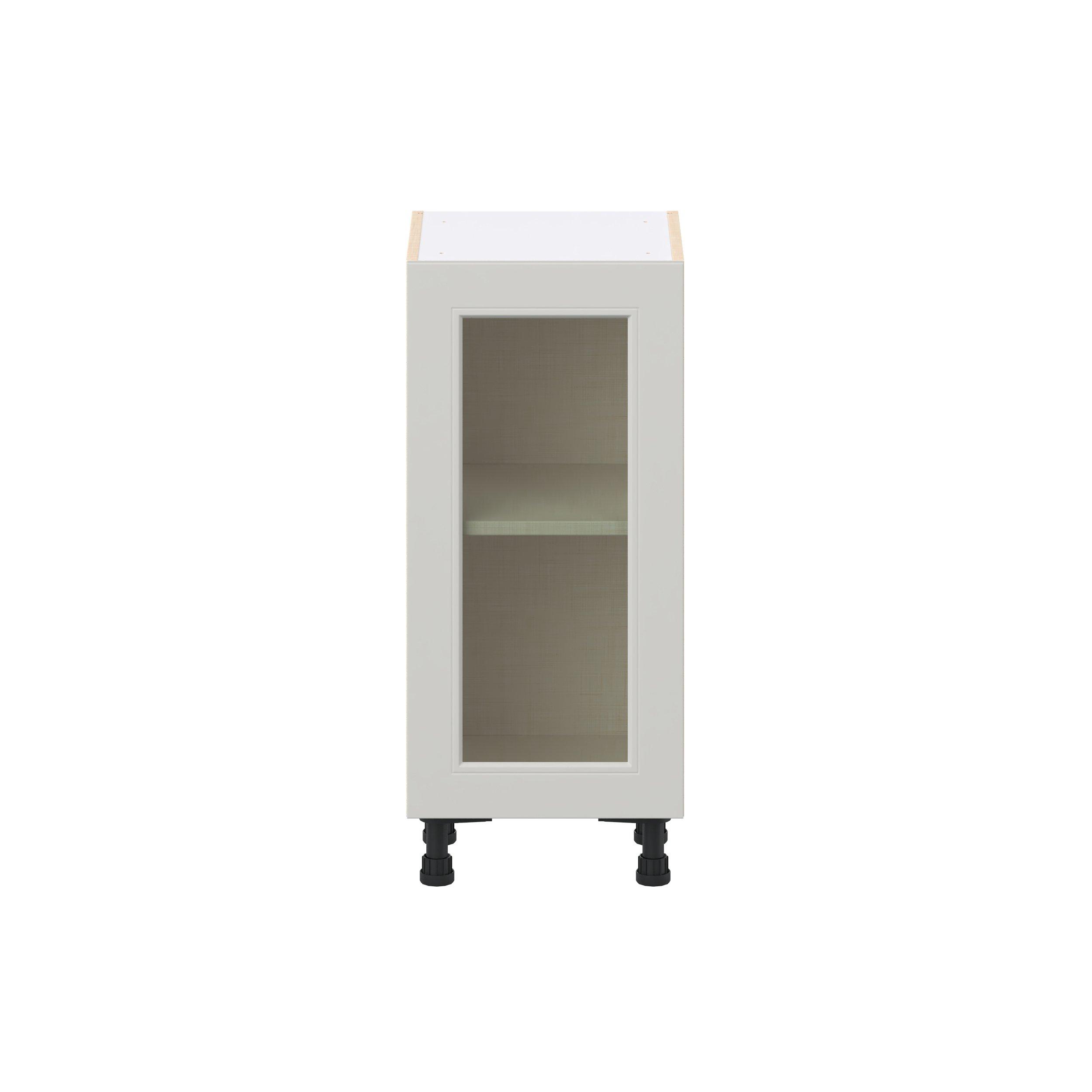 Lenox 15 in. Painted Light Gray Shallow Base Cabinet with Glass Door