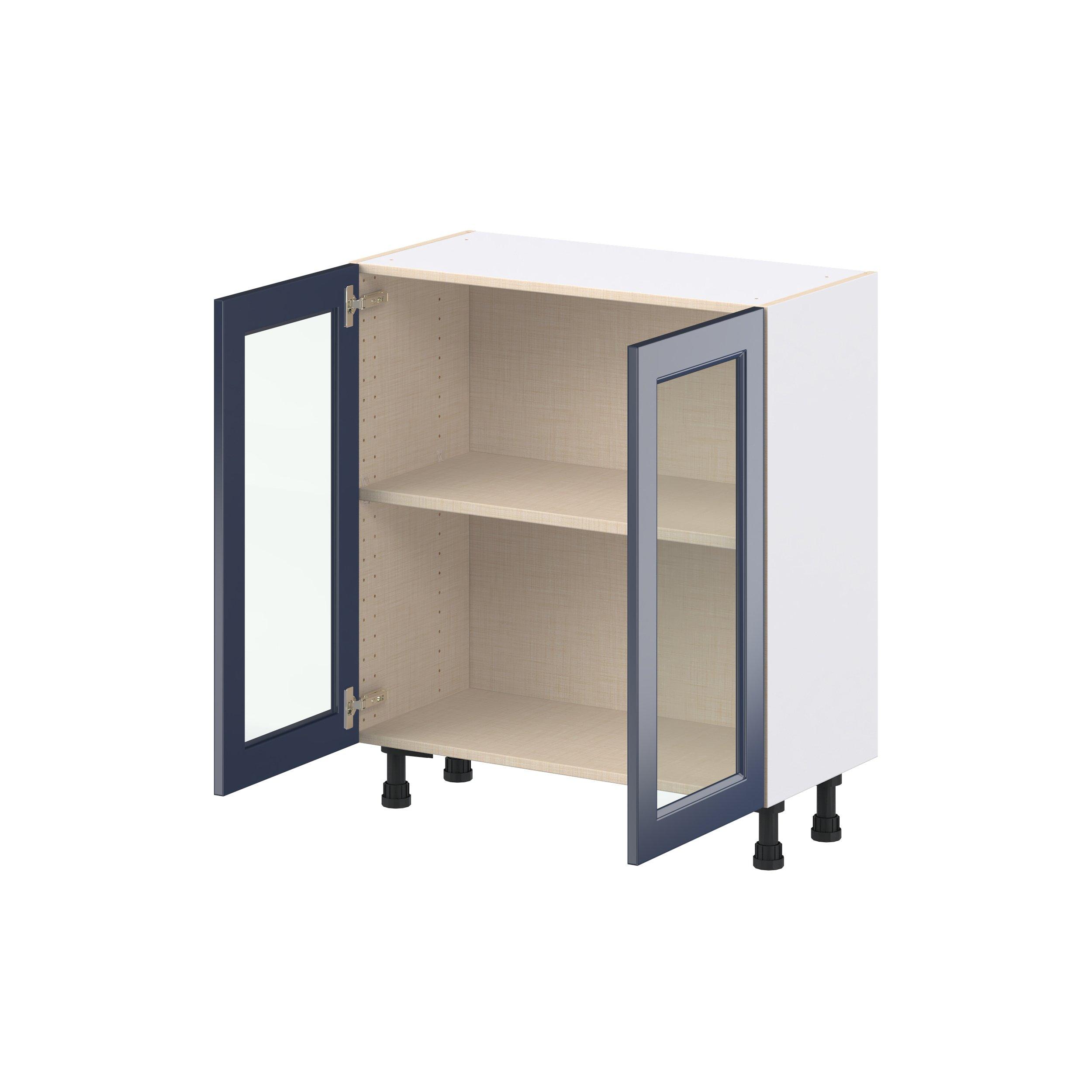 Peachtree 30 in. Painted Midnight Blue Shallow Base Cabinet with Glass Door