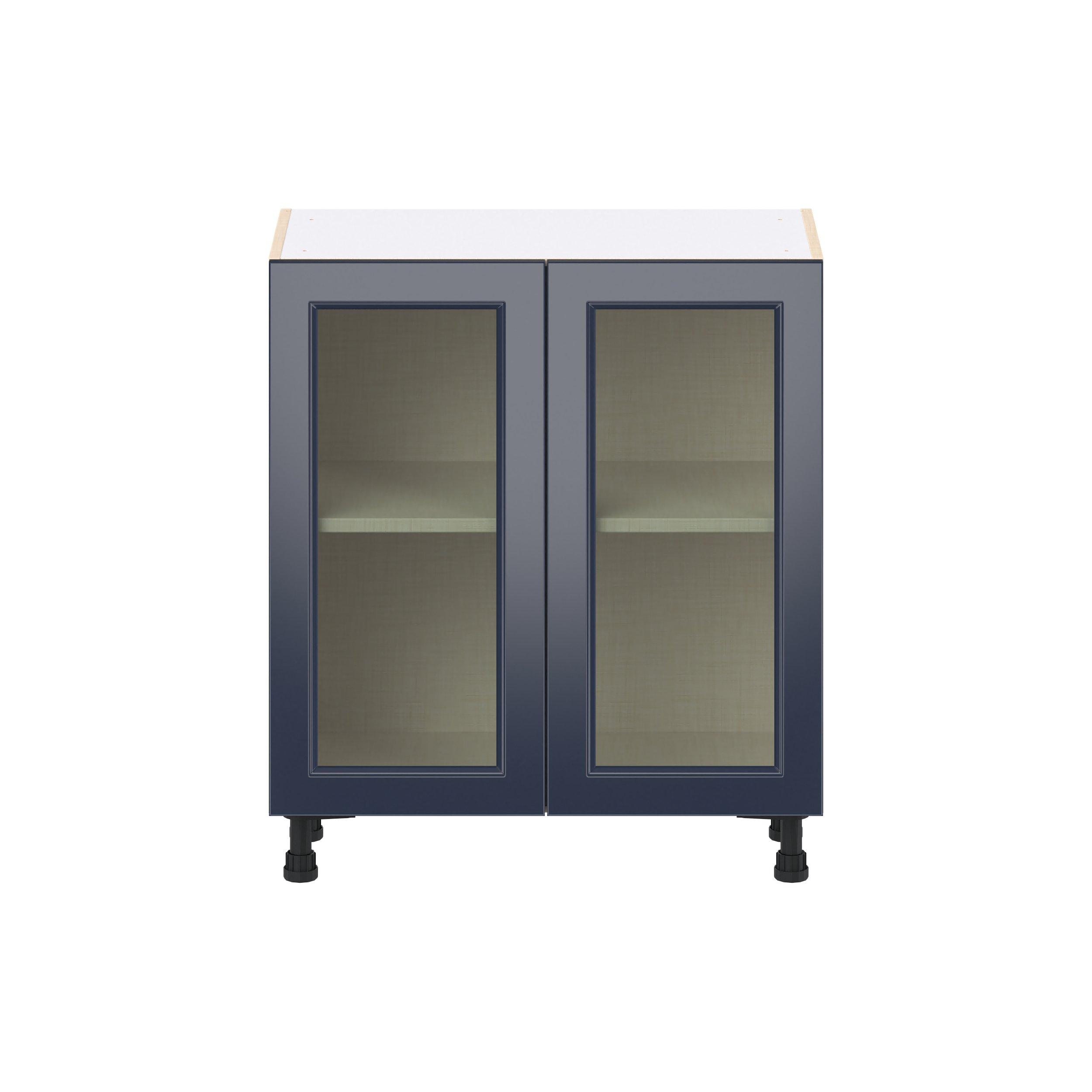 Peachtree 30 in. Painted Midnight Blue Shallow Base Cabinet with Glass Door