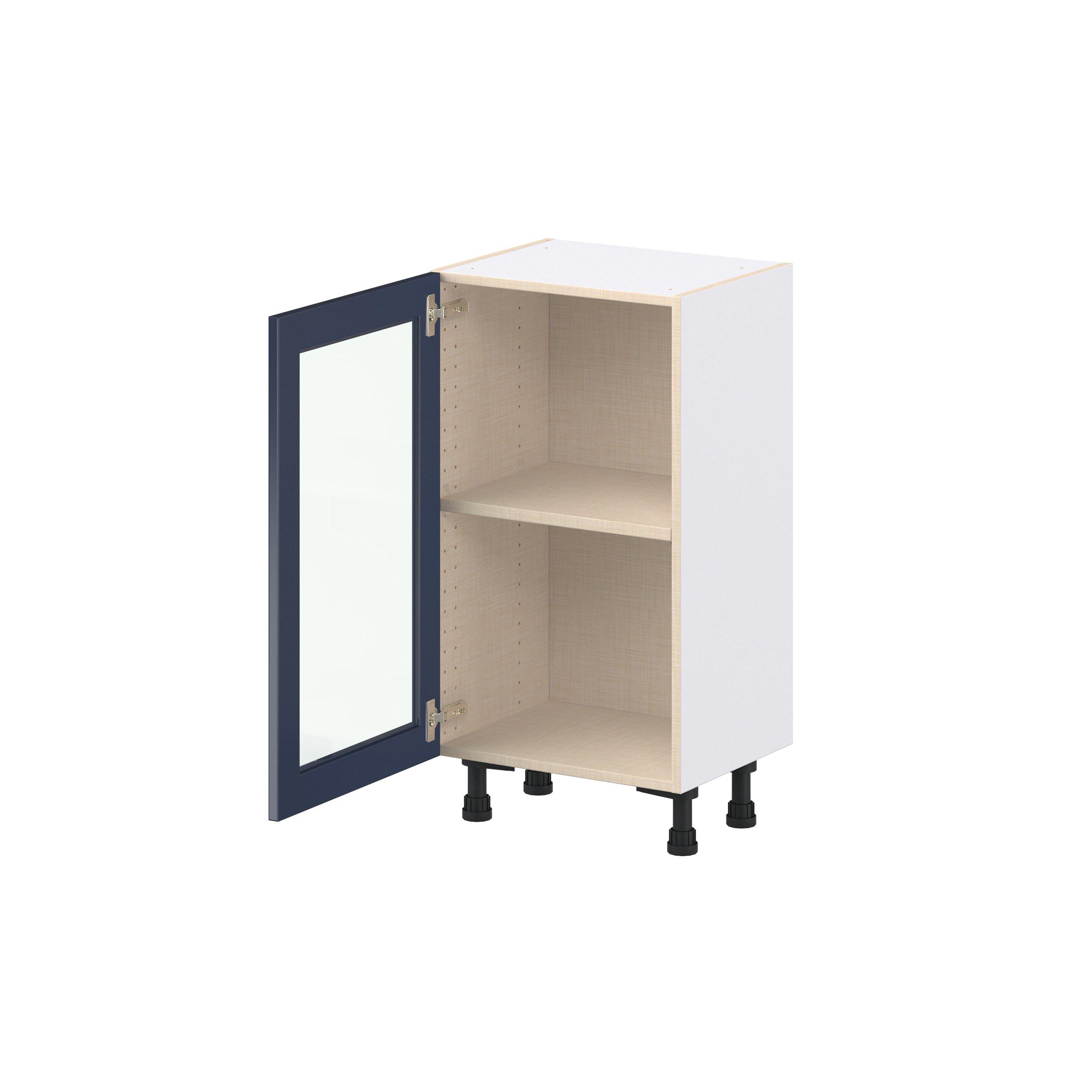 Peachtree 18 in. Painted Midnight Blue Shallow Base Cabinet with Glass Door