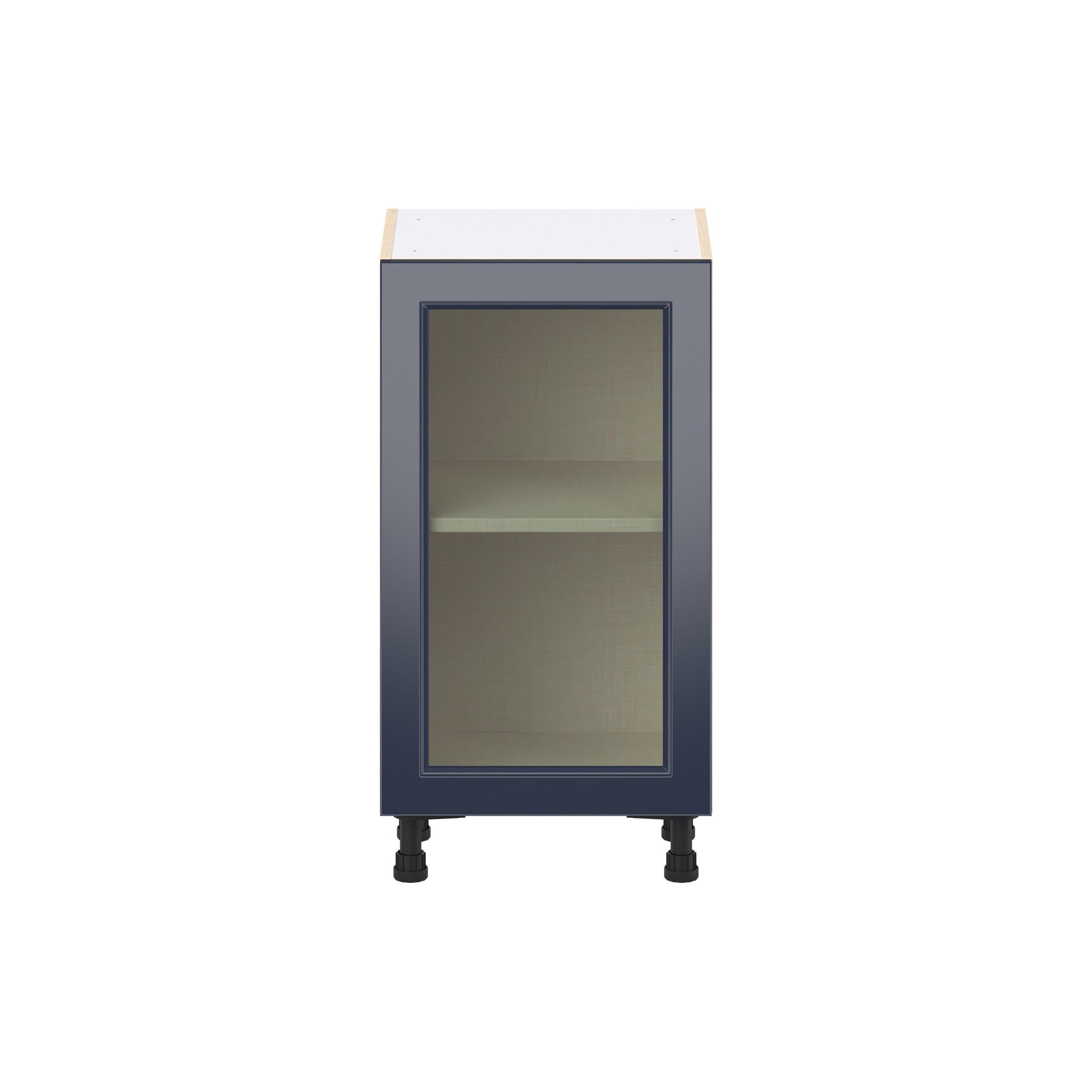 Peachtree 18 in. Painted Midnight Blue Shallow Base Cabinet with Glass Door