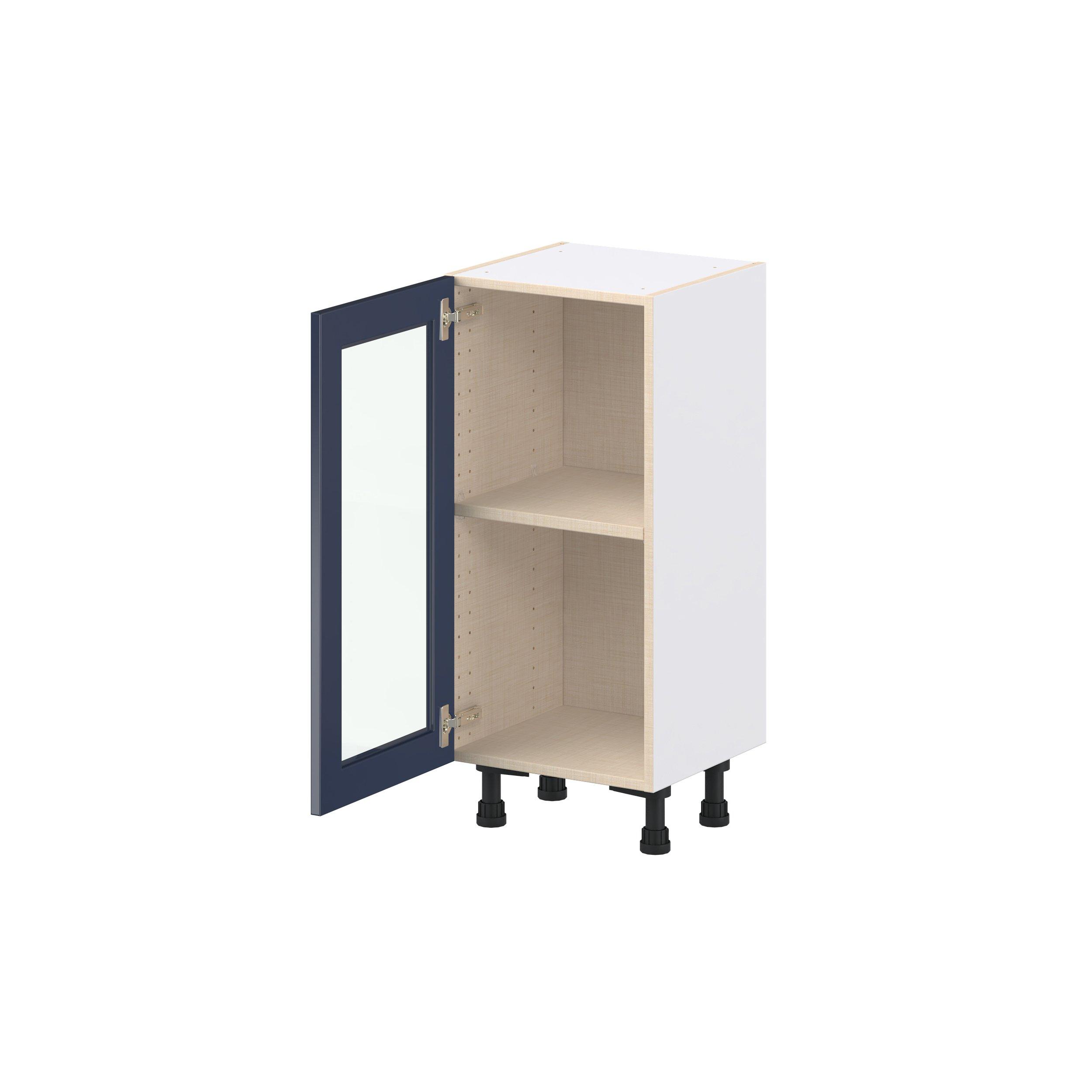 Peachtree 15 in. Painted Midnight Blue Shallow Base Cabinet with Glass Door