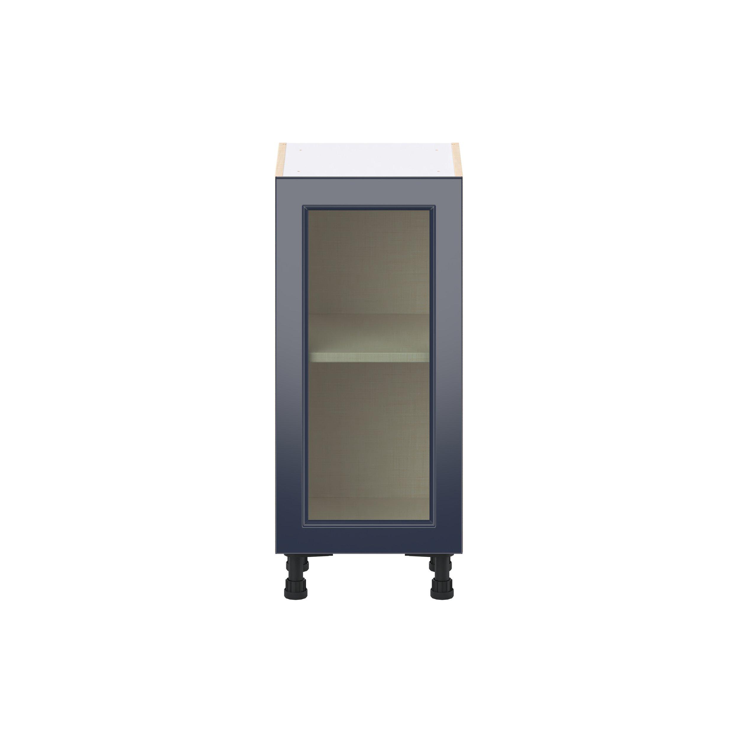 Peachtree 15 in. Painted Midnight Blue Shallow Base Cabinet with Glass Door