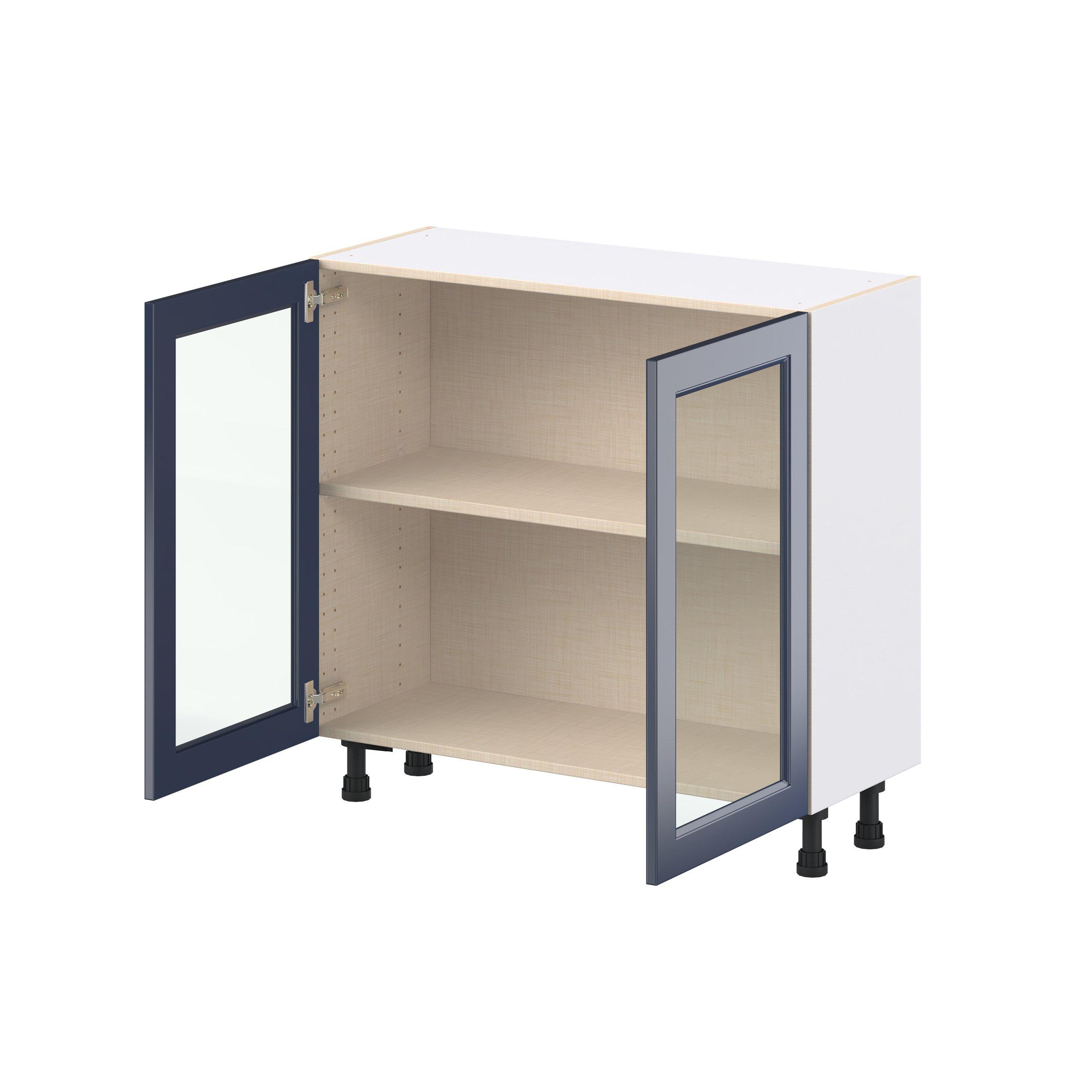 Peachtree 36 in. Painted Midnight Blue Shallow Base Cabinet with Glass Door