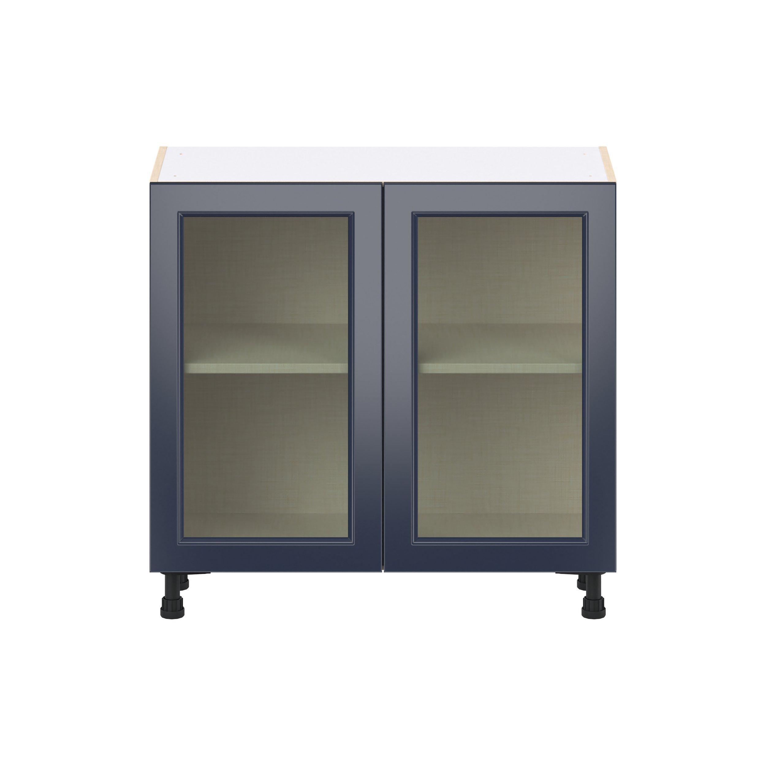 Peachtree 36 in. Painted Midnight Blue Shallow Base Cabinet with Glass Door