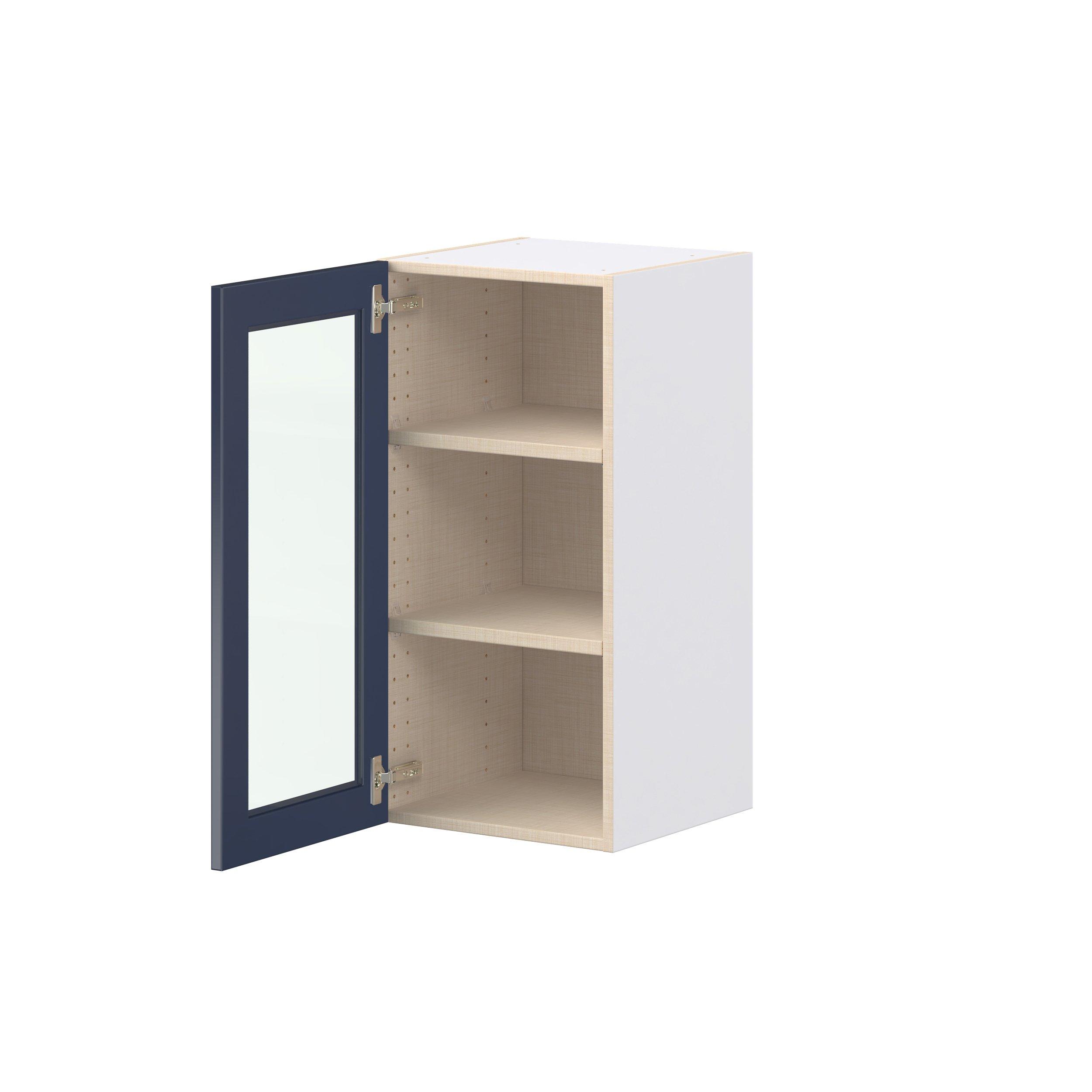 Peachtree 15 in. Painted Midnight Blue Wall Cabinet with Glass Door