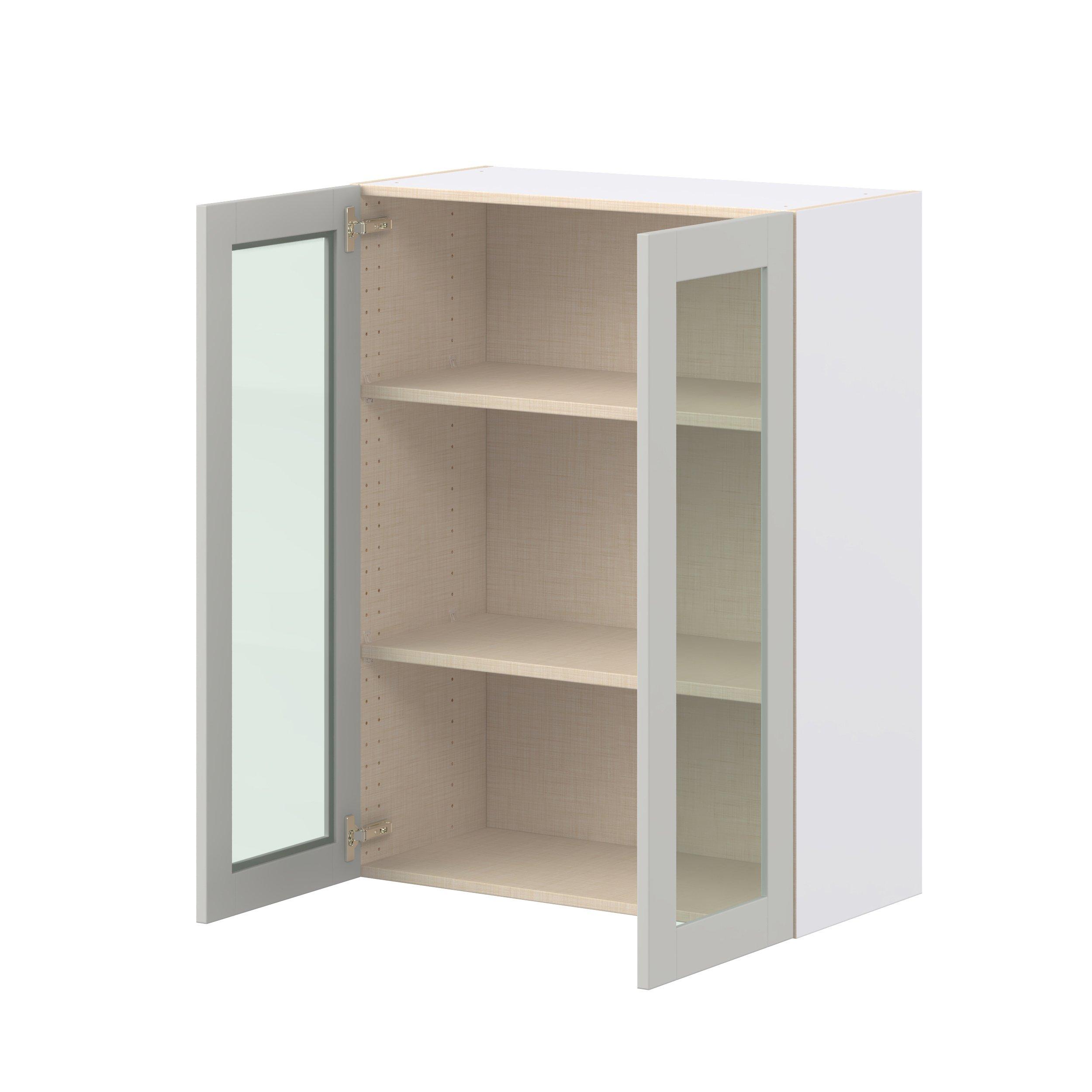 Summerhill 30 in. Light Gray Wall Cabinet with Glass Door