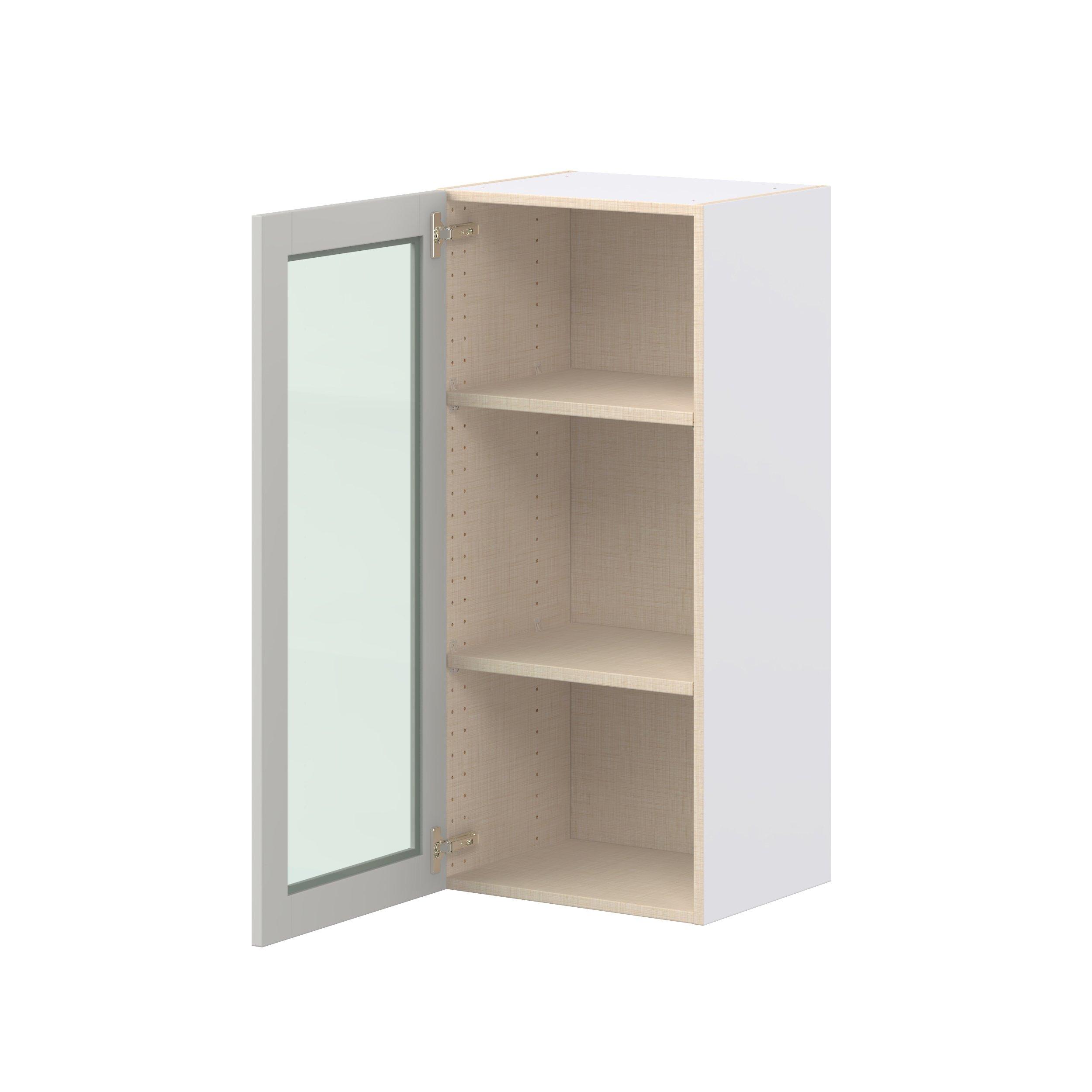 Summerhill 18 in. Light Gray Wall Cabinet with Glass Door
