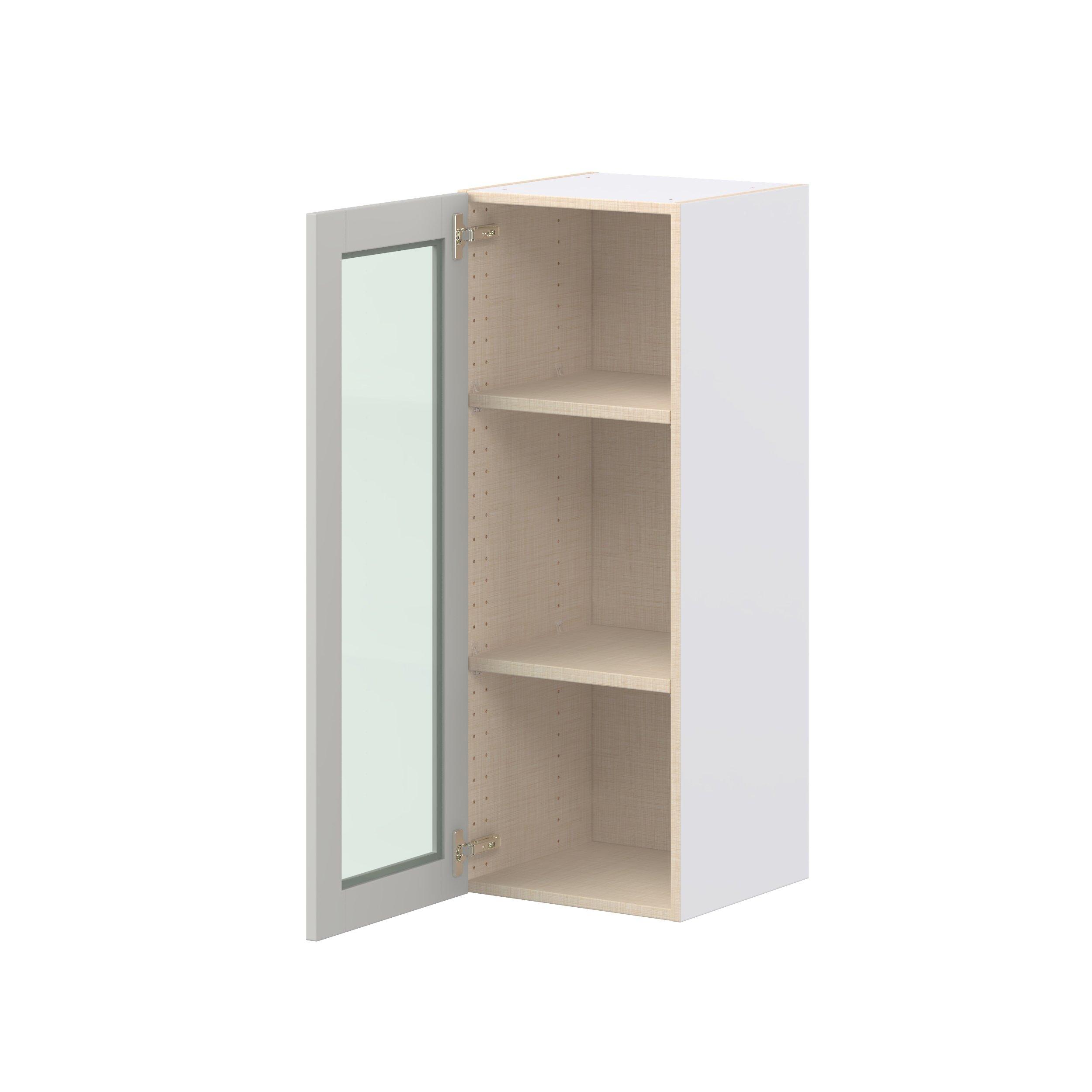 Summerhill 15 in. Light Gray Wall Cabinet with Glass Door