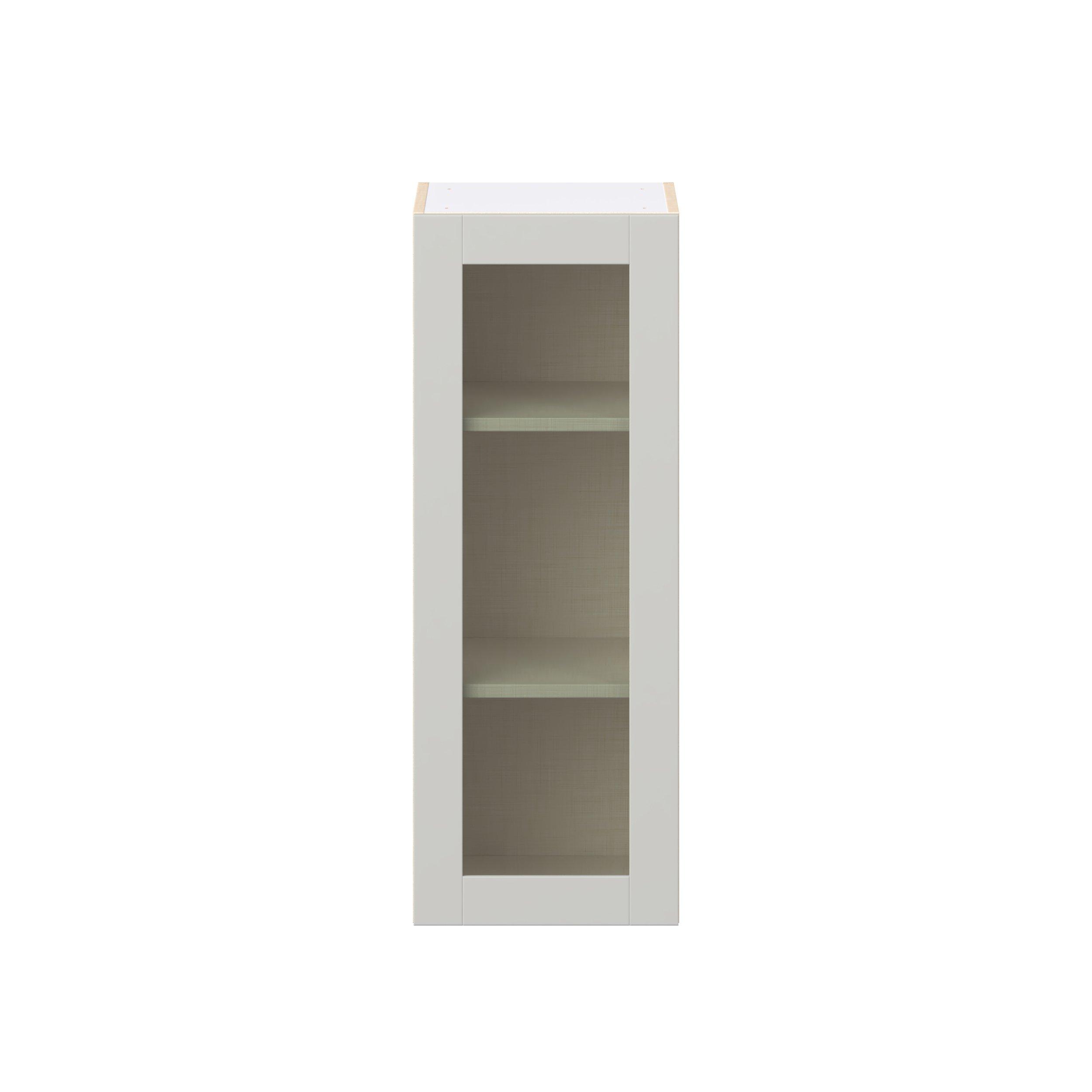 Summerhill 15 in. Light Gray Wall Cabinet with Glass Door
