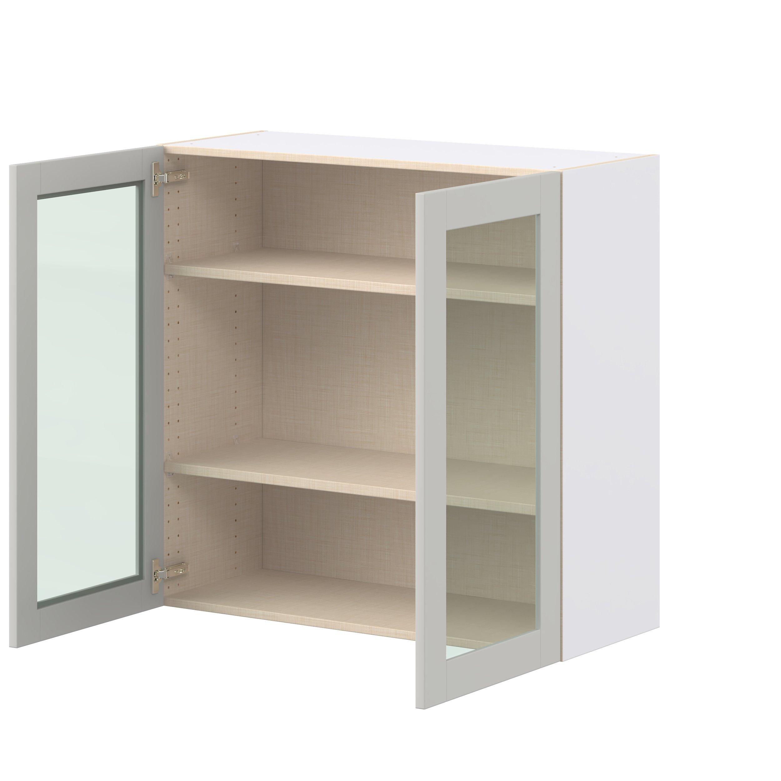 Summerhill 36 in. Light Gray Wall Cabinet with Glass Door