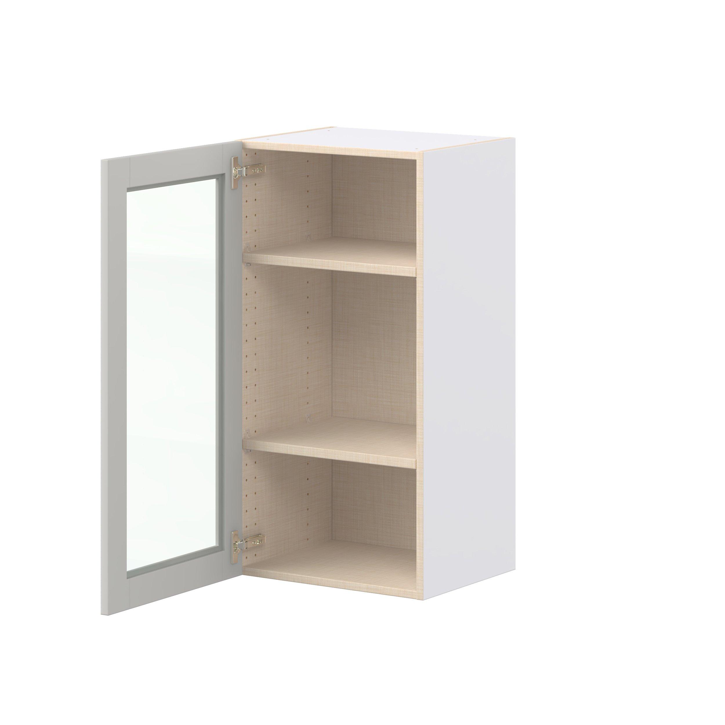 Summerhill 18 in. Light Gray Wall Cabinet with Glass Door