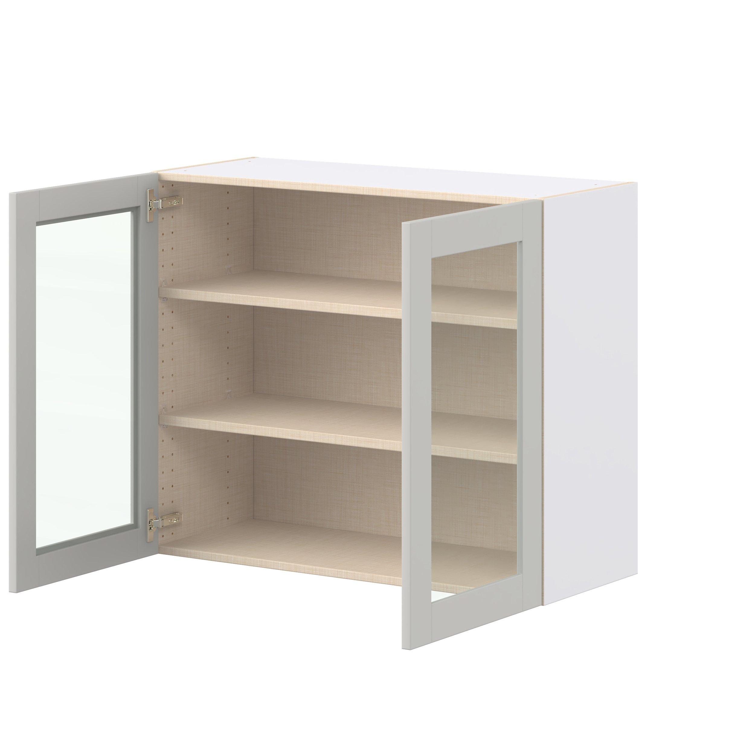 Summerhill 36 in. Light Gray Wall Cabinet with Glass Door