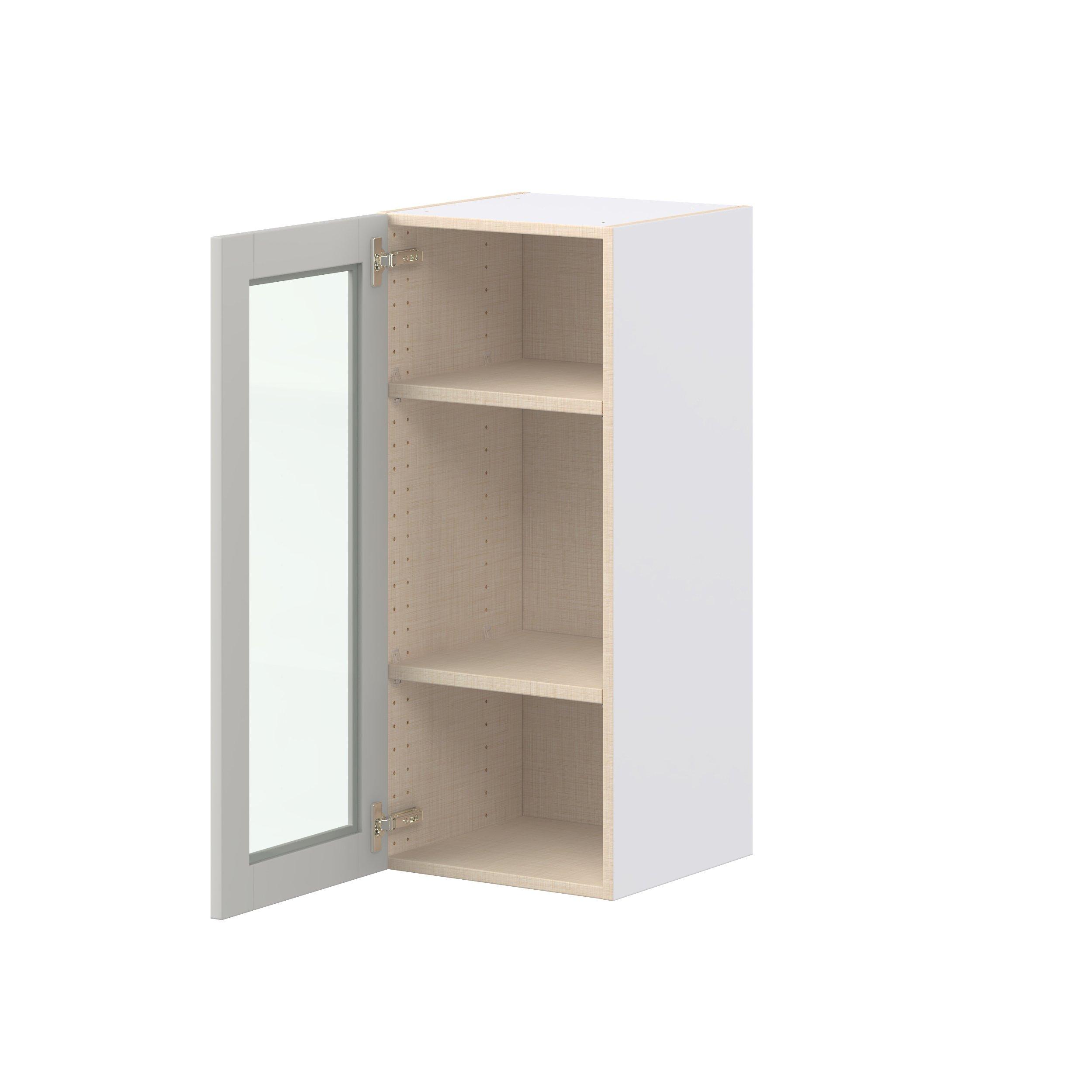 Summerhill 15 in. Light Gray Wall Cabinet with Glass Door