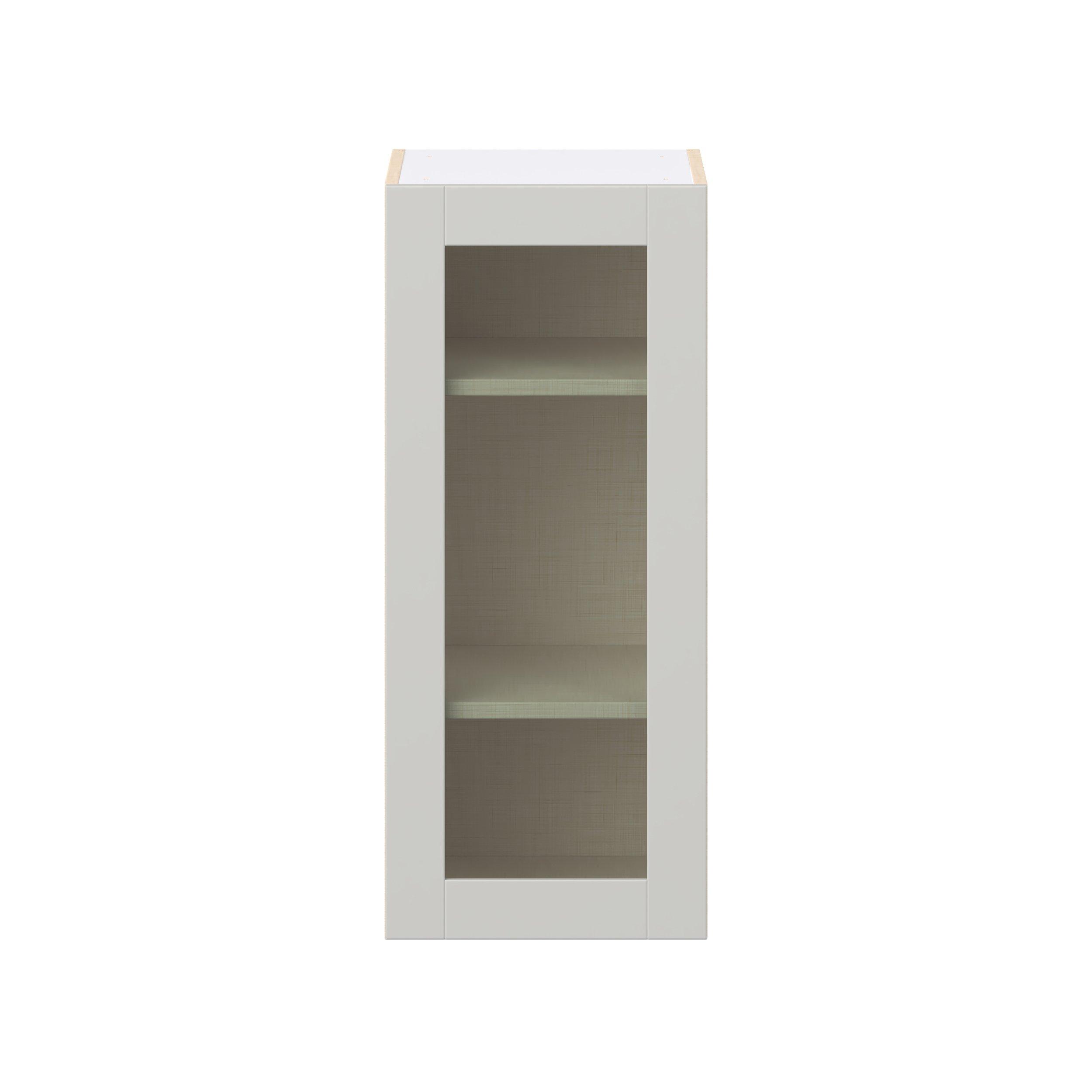 Summerhill 15 in. Light Gray Wall Cabinet with Glass Door