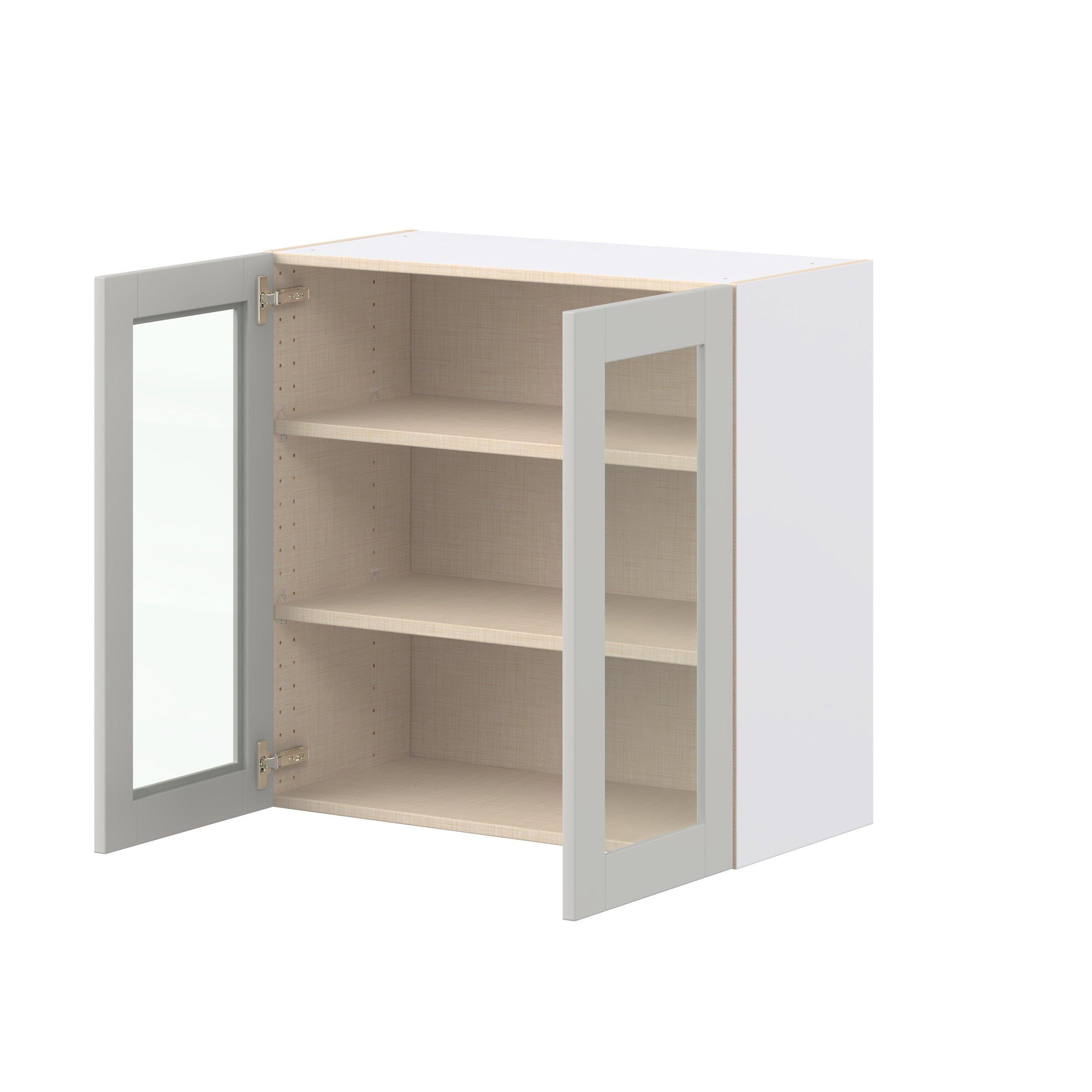 Summerhill 30 in. Light Gray Wall Cabinet with Glass Door