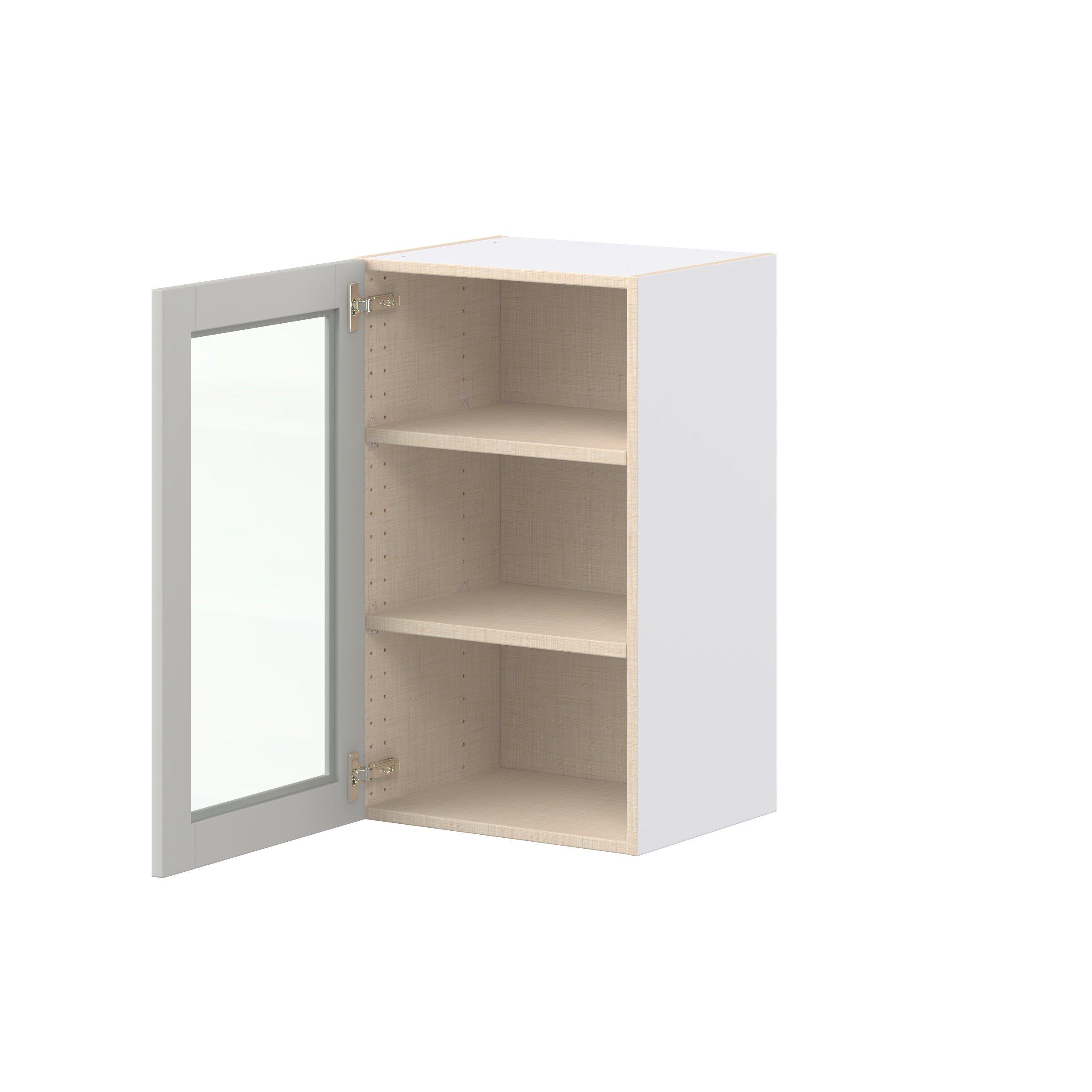 Summerhill 18 in. Light Gray Wall Cabinet with Glass Door