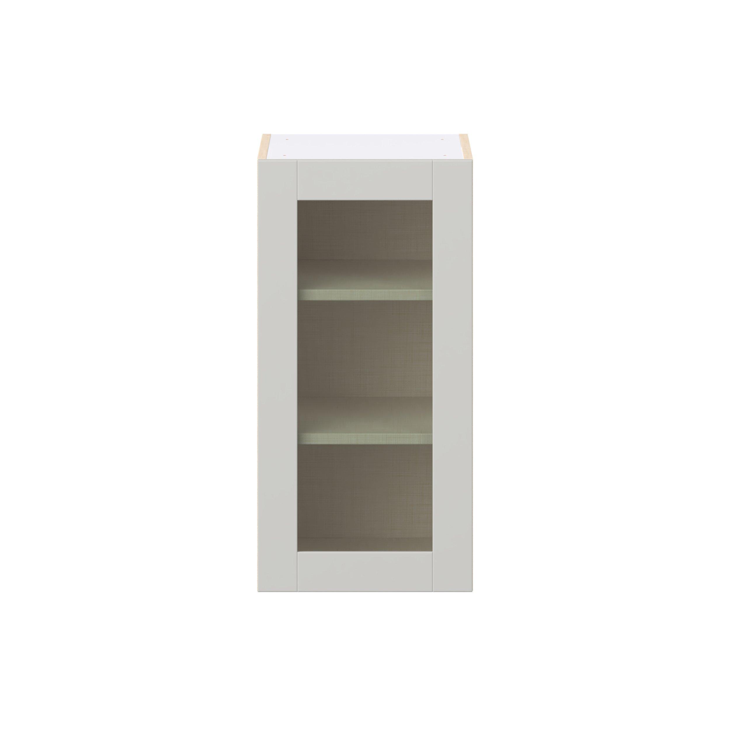 Summerhill 15 in. Light Gray Wall Cabinet with Glass Door
